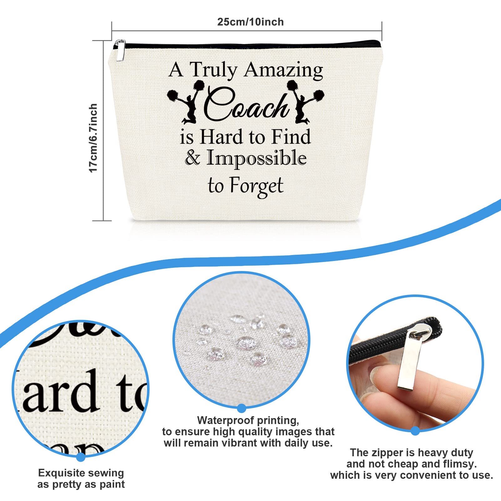 Coach Sports Mom Gift - Cheer Mom Present Makeup Bag | Appreciation Gift for Baseball, Basketball, Football, Soccer & Tennis Coaches | Cosmetic Bag for Mother's Day, Birthday & Travel Toiletries Pouch | Perfect for Gym, Sideline & Team Events