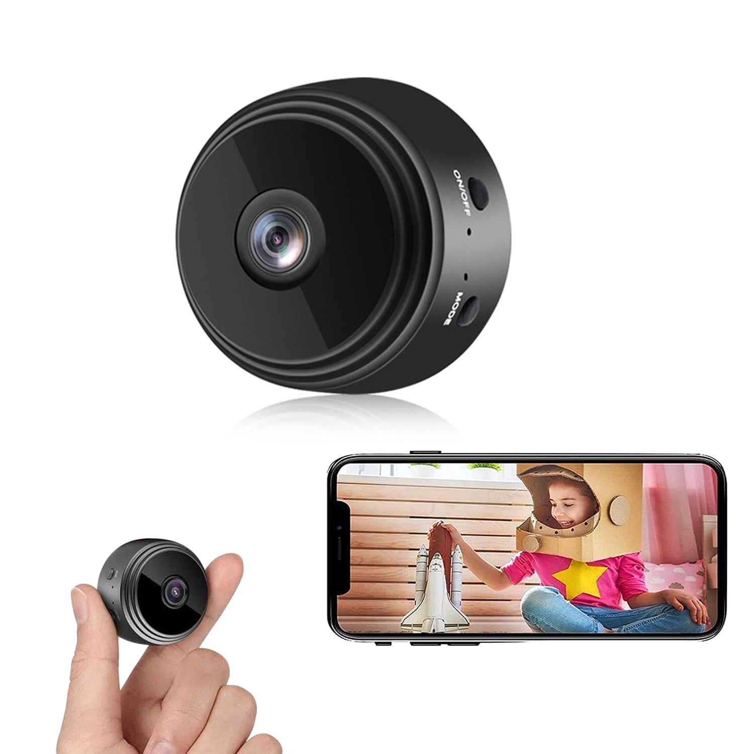 Aatif.L 2024 Hidden Camera Detector - Mini Spy Camera & Baby Monitor with 1080P HD, WiFi Connectivity, Night Vision - Wireless Indoor Security Camera for Home, Office & Car Surveillance | Perfect for Nanny Monitoring, Elderly Care & Property Protection