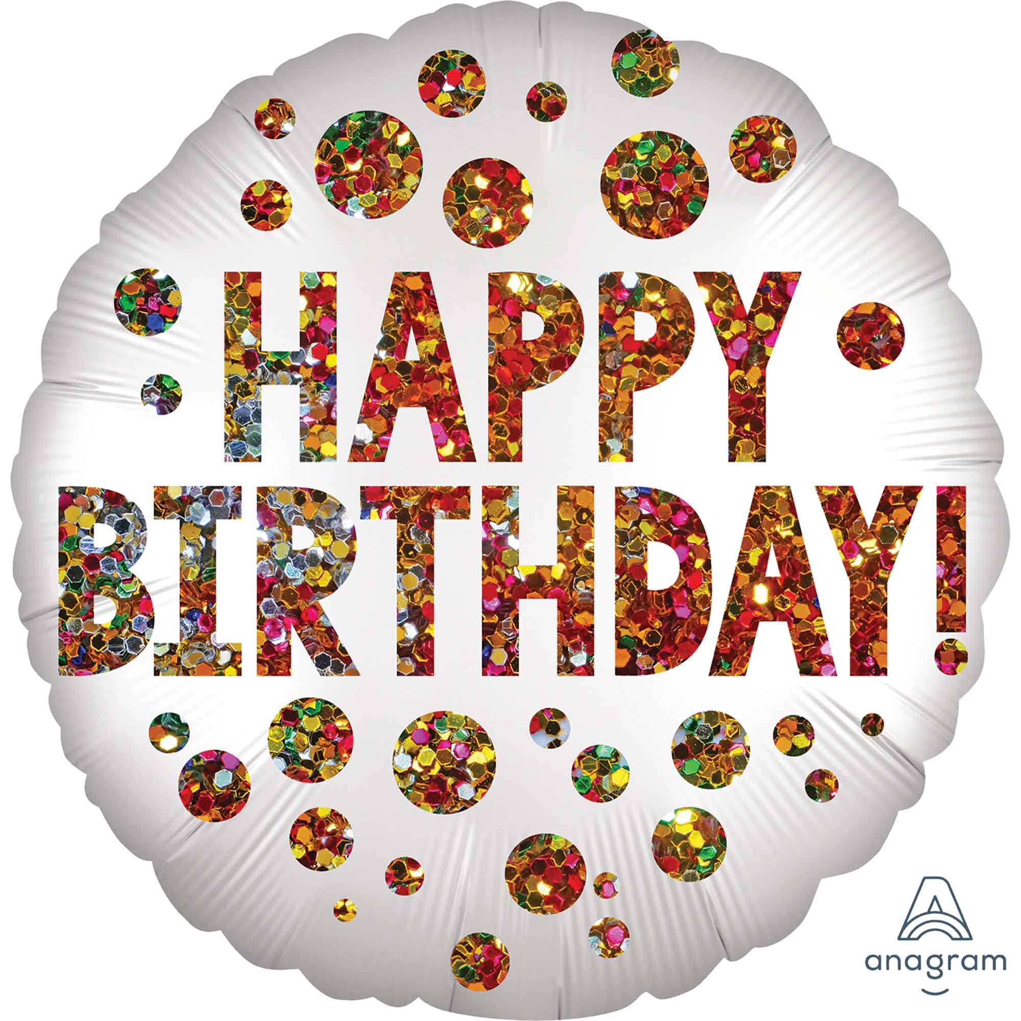 45cm Standard Satin XL Happy Birthday Balloon with Sequins - Perfect for Birthday Parties, Baby Showers & Celebrations