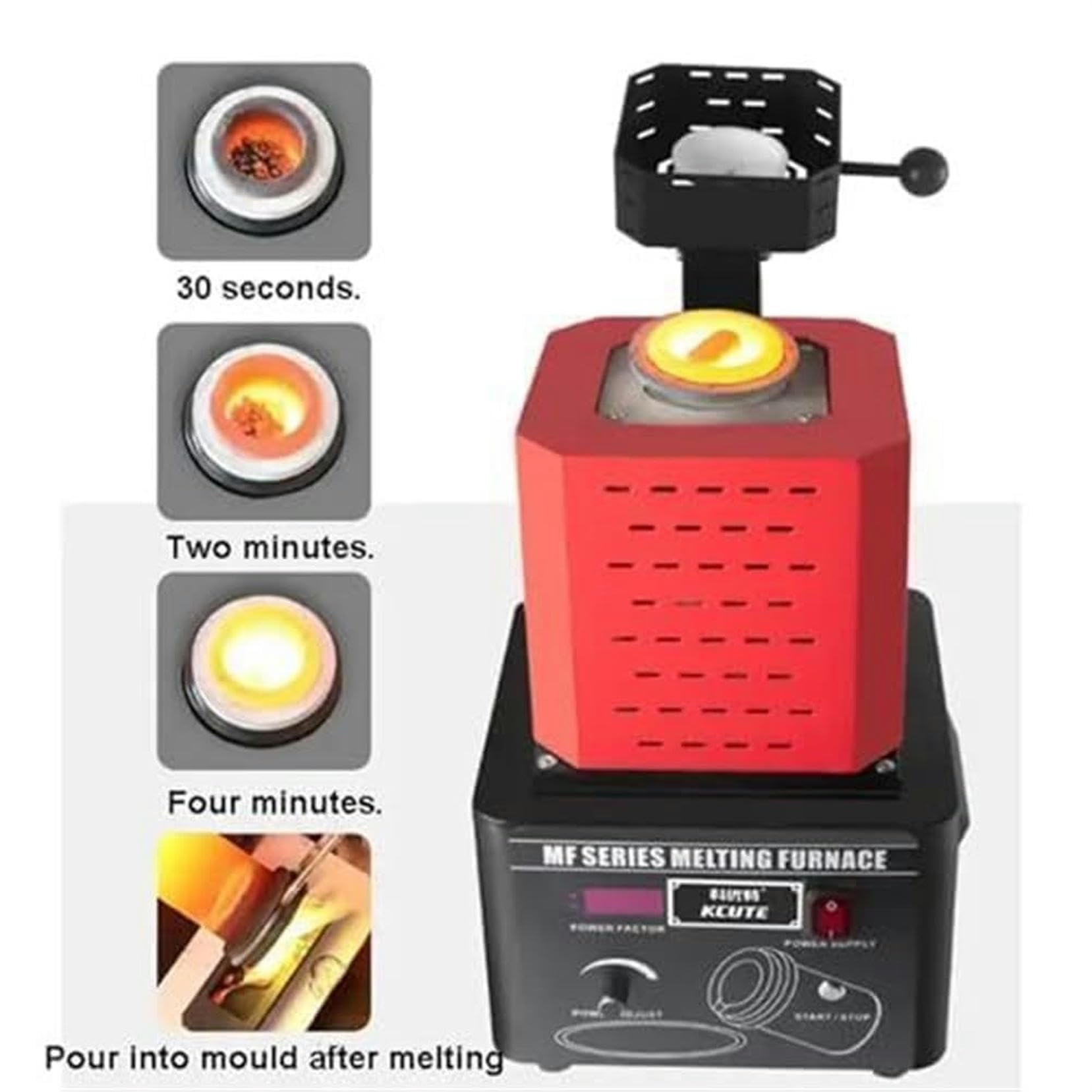 1600℃/2912℉ Electric Gold Melting Furnace Kit with Digital Display & Graphite Crucible - Fast 3-5 Minute Melting for 3KG Metals - Perfect for Jewelry Making, Metal Casting, and DIY Precious Metal Projects