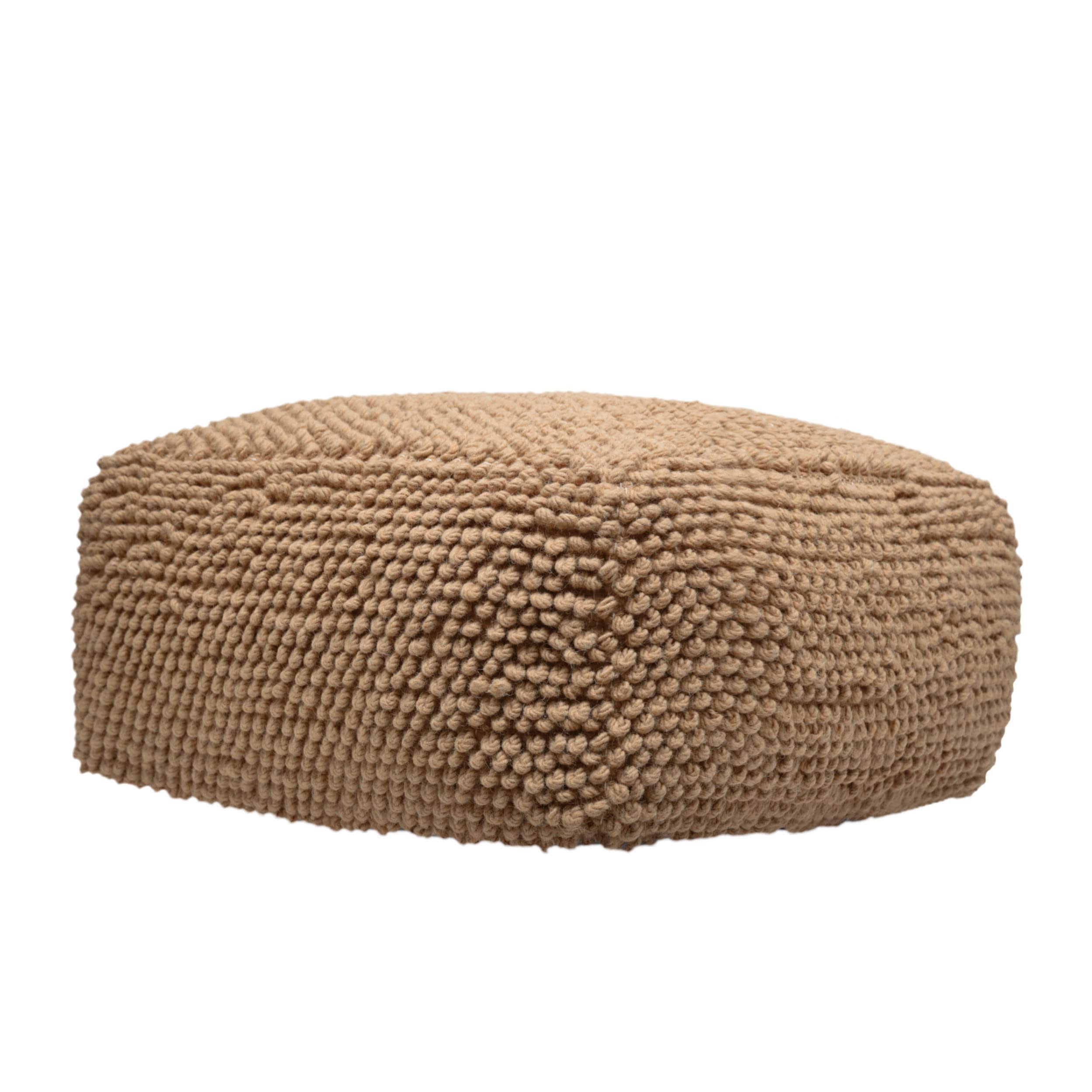 Christopher Knight Home Stene Pouf Ottoman - Natural Woven Fiber Footstool, Storage Bench, Extra Seating for Living Room, Bedroom & Patio