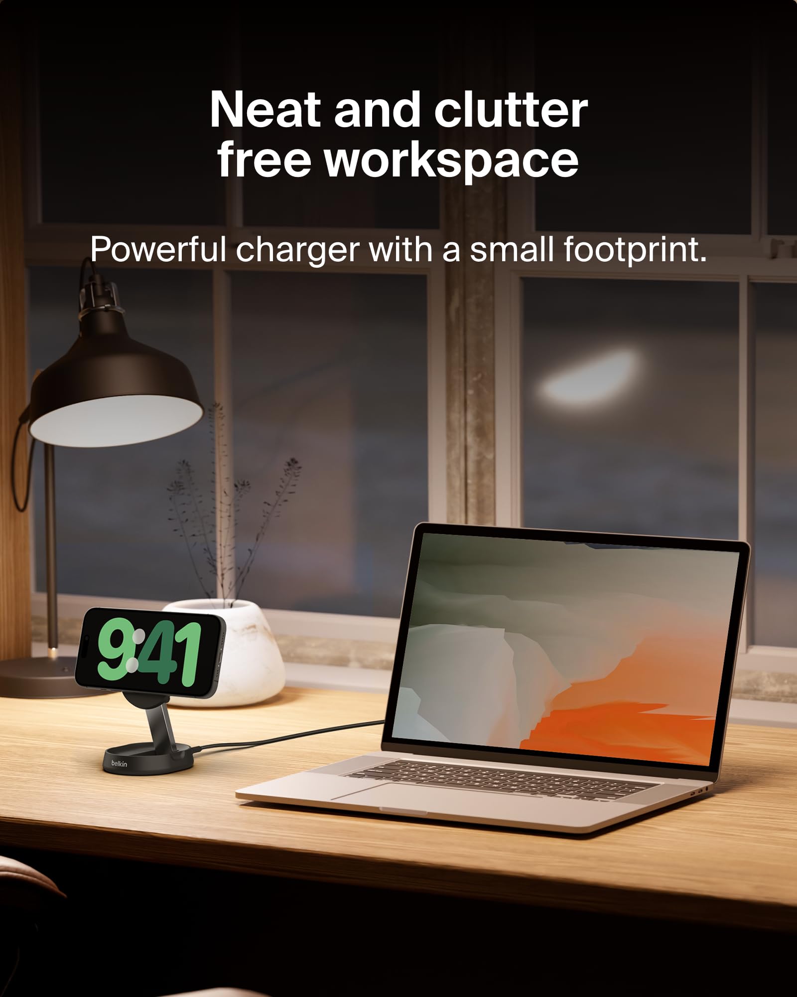 Belkin 15W MagSafe-Compatible Fast Qi2 Charging Stand - Magnetic Wireless Charger for iPhone 16/16 Plus/16 Pro/16 Pro Max, iPhone 15/14 Series, AirPods Pro & Qi-Enabled Devices (Black) | Perfect for Bedside, Office & Travel Charging
