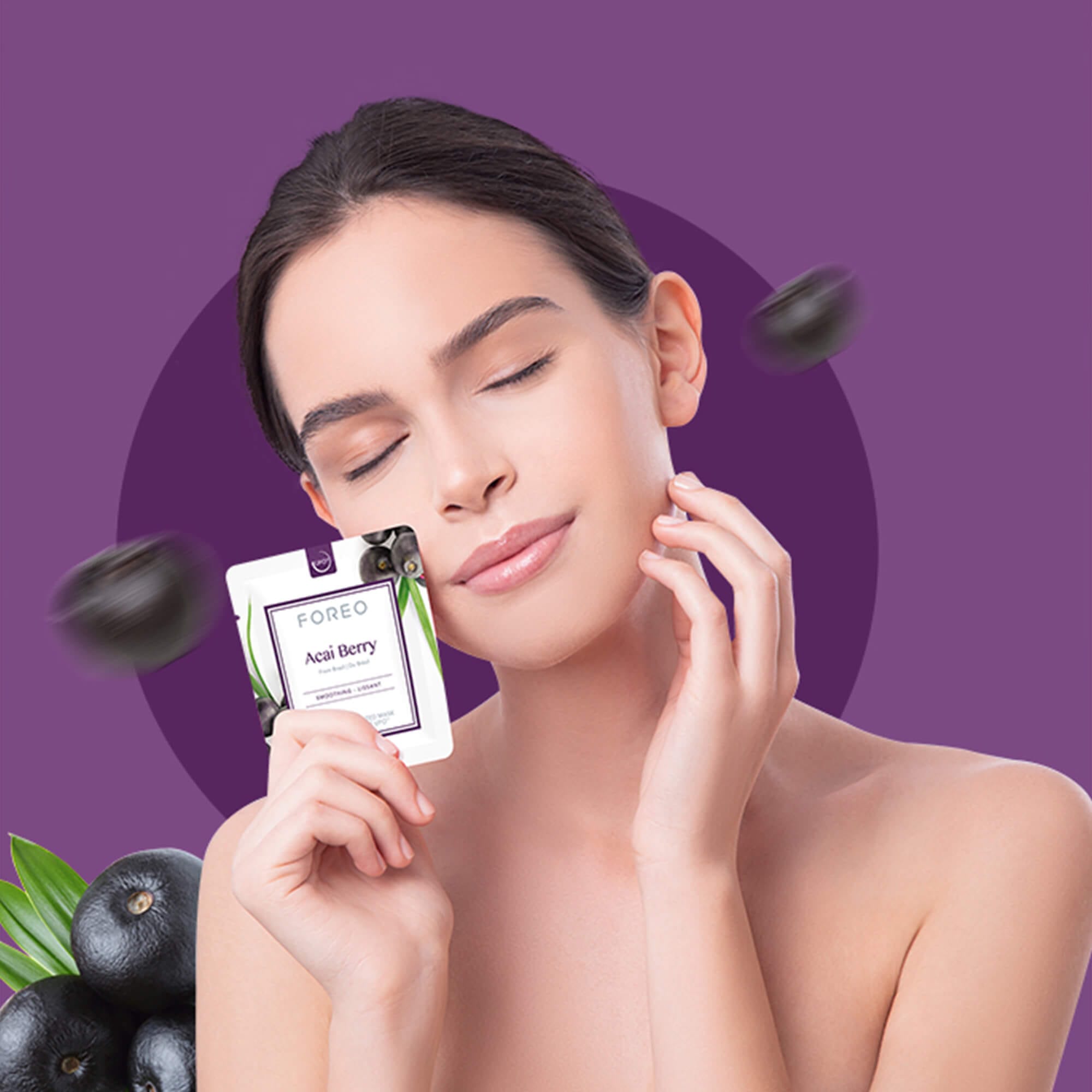 FREE FOREO Farm to Face Collection Mask - Acai Berry | Hydrating & Revitalizing Facial Mask for Glowing Skin | Perfect for Spa Nights & Self-Care Routines