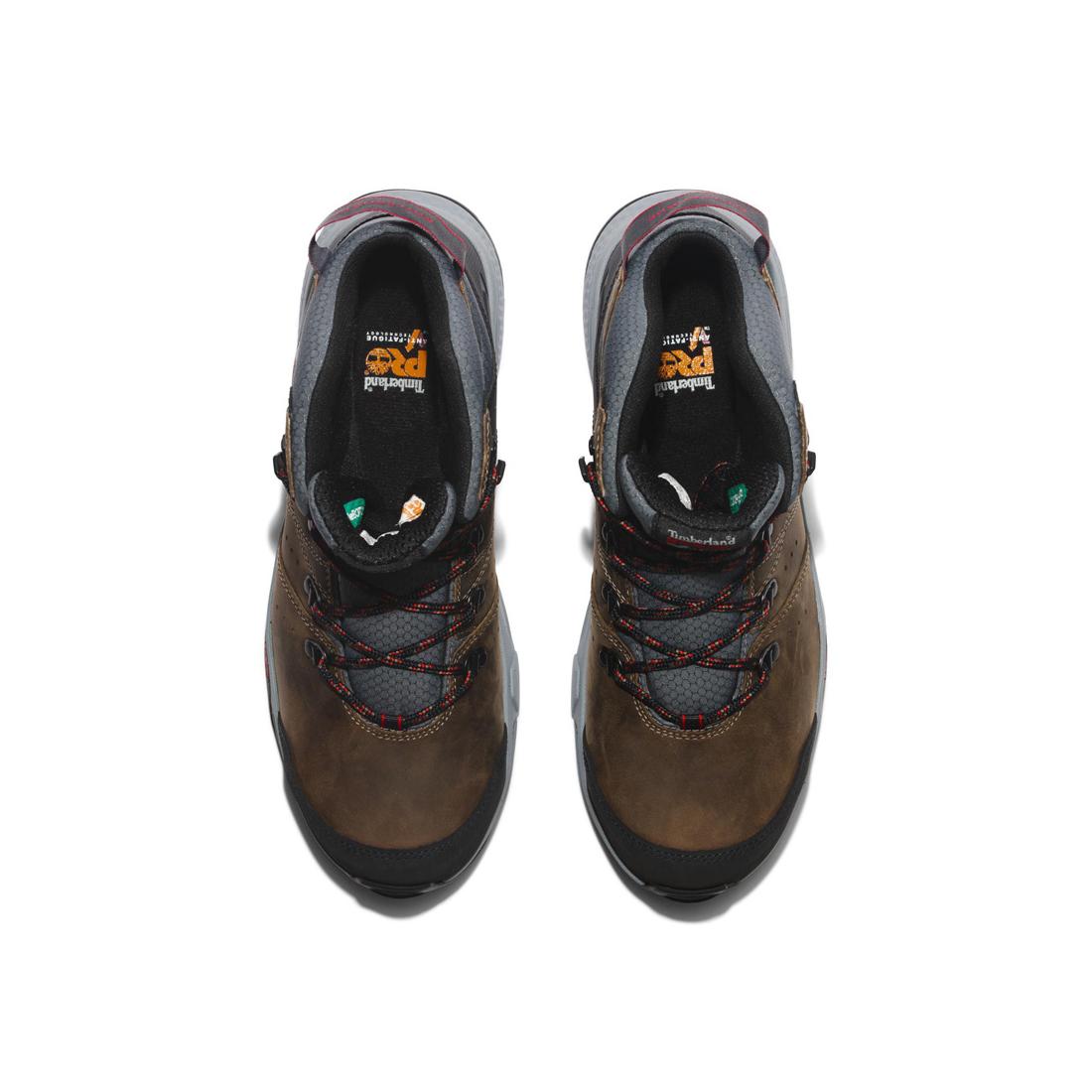 Switchback 6 Inch Composite Toe Waterproof Work Boots for Men - Brown/Grey Safety Shoes for Construction, Hiking & Outdoor Work