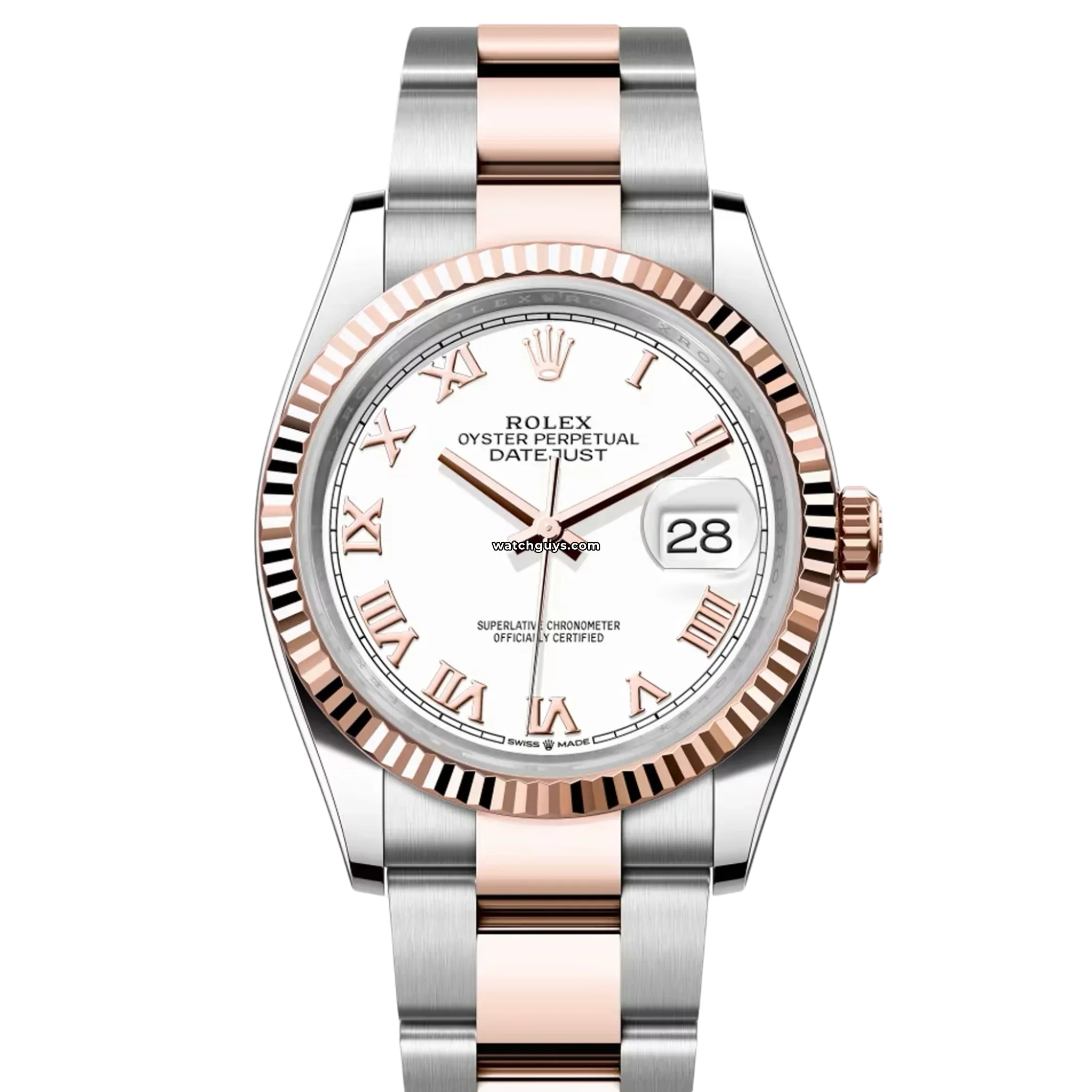 Rolex Datejust 126231 Stainless Steel & Everose Gold Watch with White Roman Dial - Perfect for Business Meetings & Luxury Events
