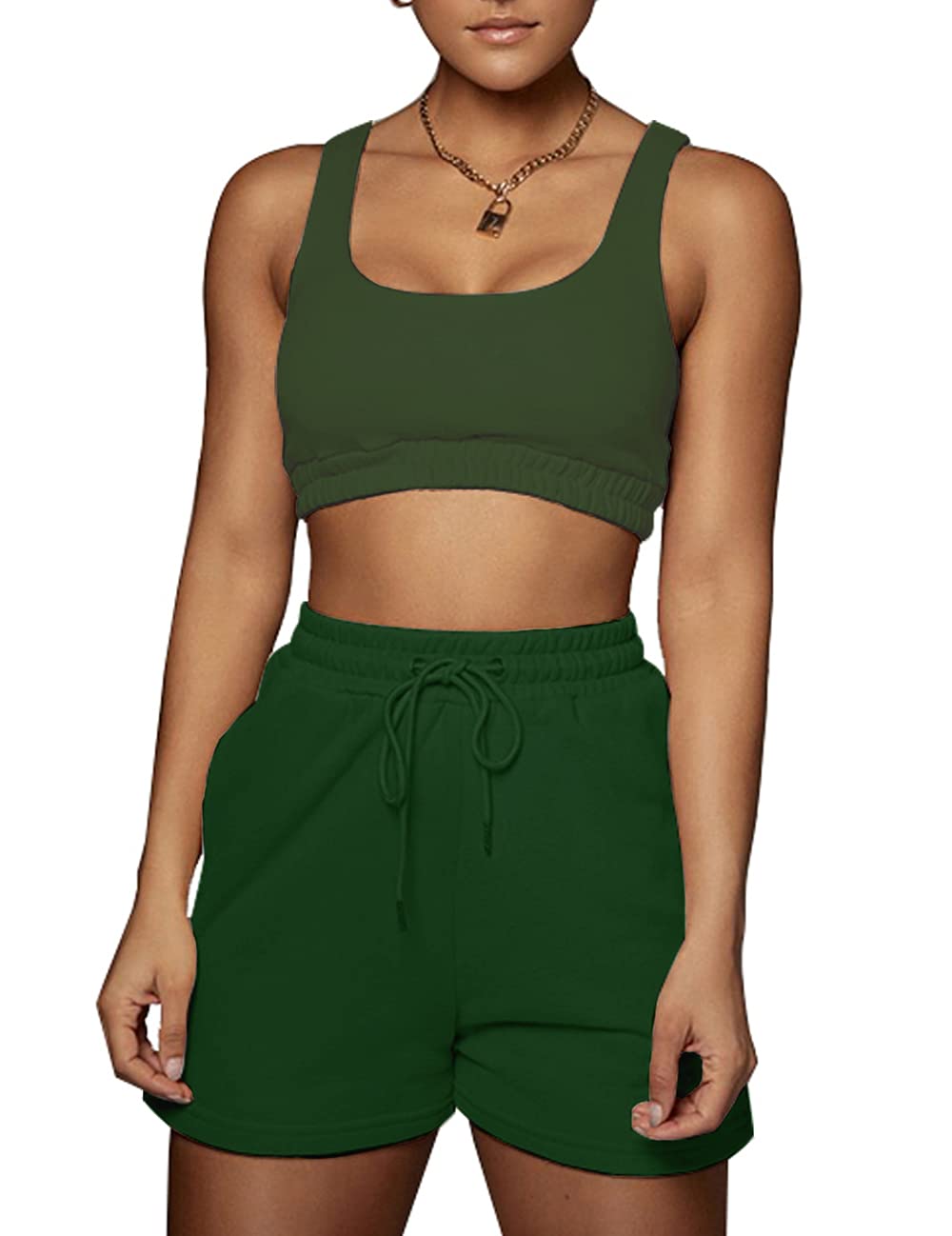 Women's Summer Workout Sets - Sexy Sleeveless Crop Top & Loose Shorts 2-Piece Outfit | Casual Tracksuit for Gym, Yoga & Running | Perfect for Fitness, Beach & Lounge Wear