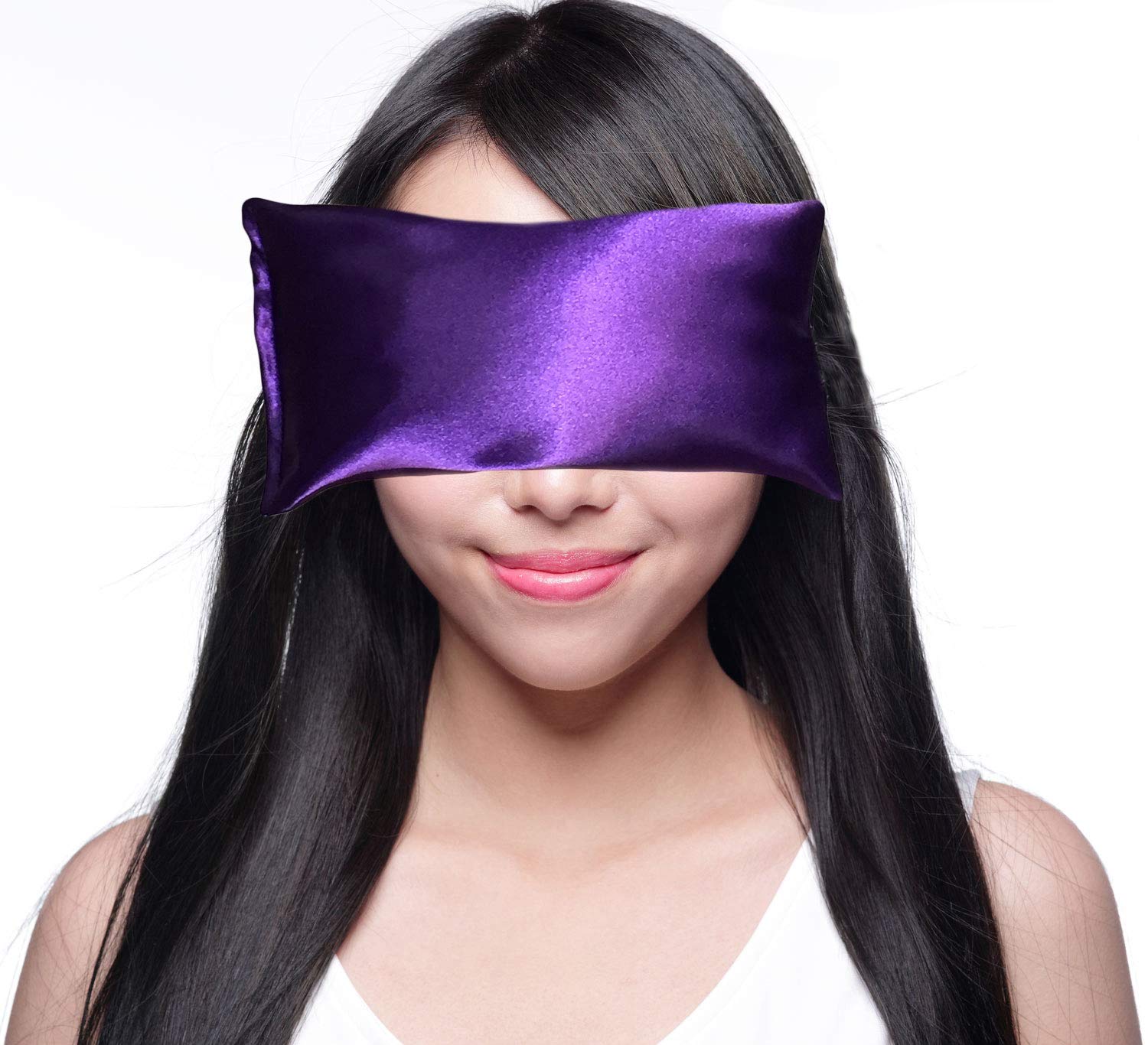 Lavender Weighted Eye Pillow for Hot & Cold Therapy - Aromatherapy Sleep Mask for Yoga, Meditation, Stress & Migraine Relief - Perfect Gift for Women, Teachers, Birthday - Made in USA by Happy Wraps - Amethyst Design | Use for Home Relaxation, Spa Days & Travel Comfort