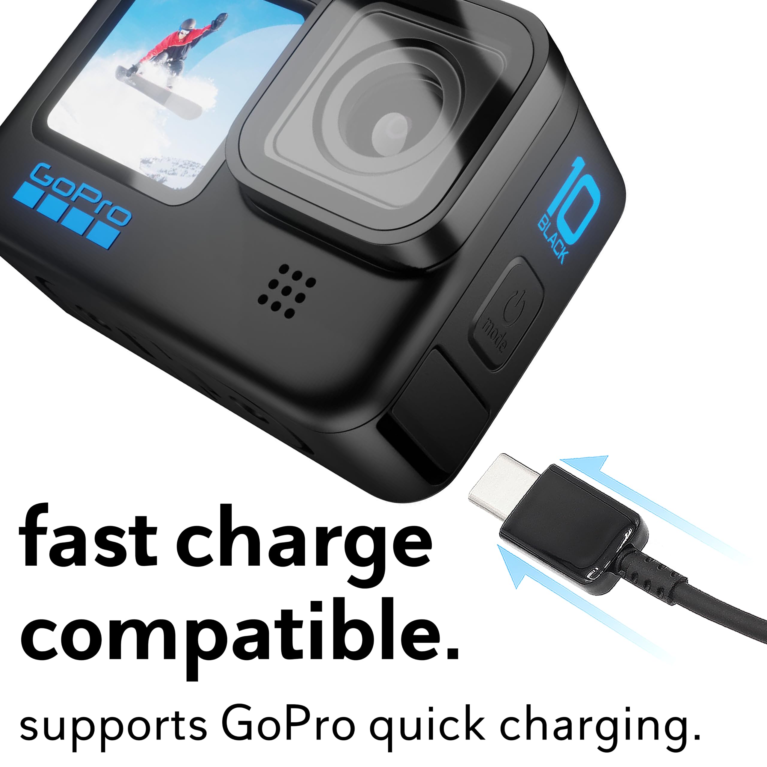 SPARKED Fast Charging USB-C Cable for GoPro Hero 13/12/11/10/9/8/7/6/5, Hero 11 Mini, Hero5 Session, Hero7 Silver, Max & Fusion - 1.2m Power Cord for Quick Charging | Perfect for Travel, Vlogging & Outdoor Adventures