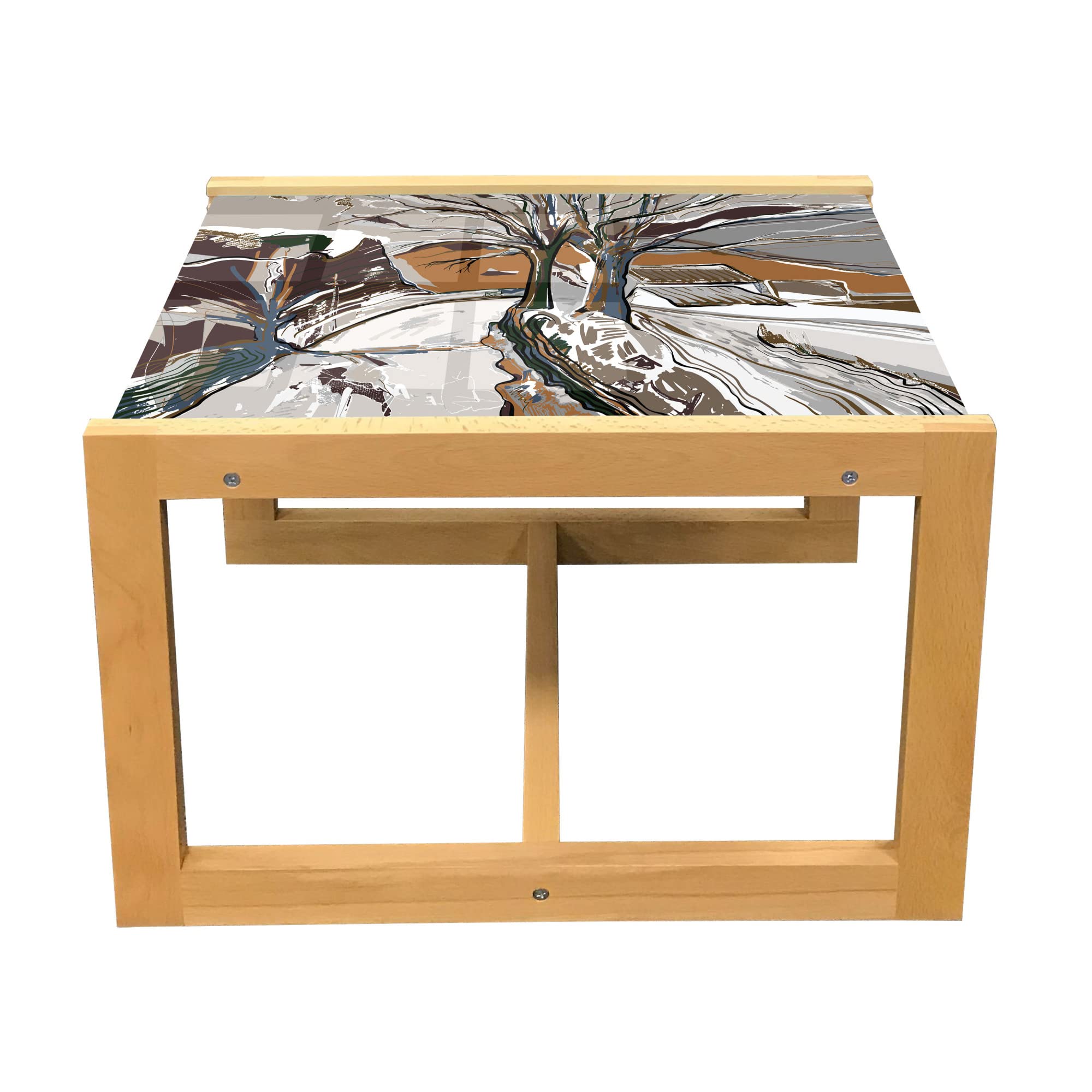 Ambesonne Watercolor Coffee Table - Winter Trees Design for Office & Dorm Decor