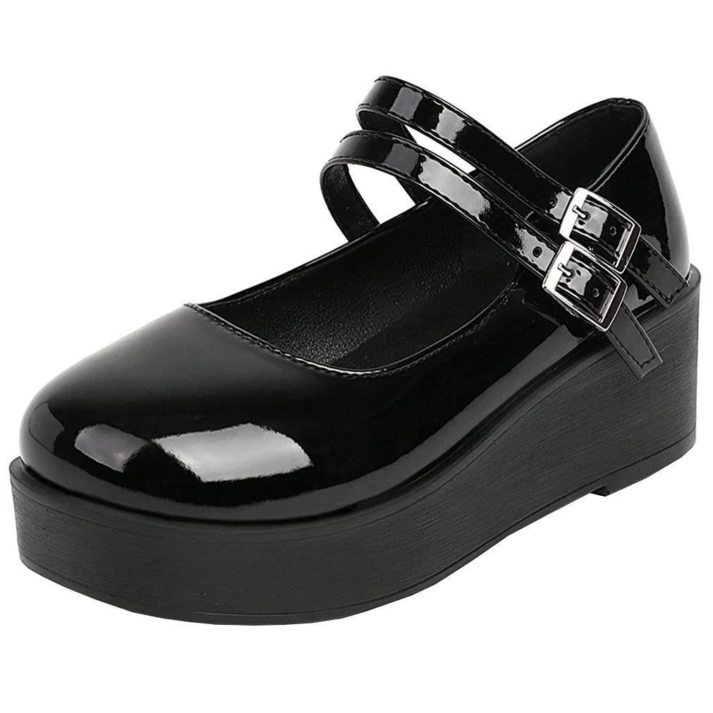 LUXMAX Women's Gothic Punk Platform Wedge Shoes - Mary Jane High Heels for Women | Perfect for Night Out, Cosplay & Alternative Fashion