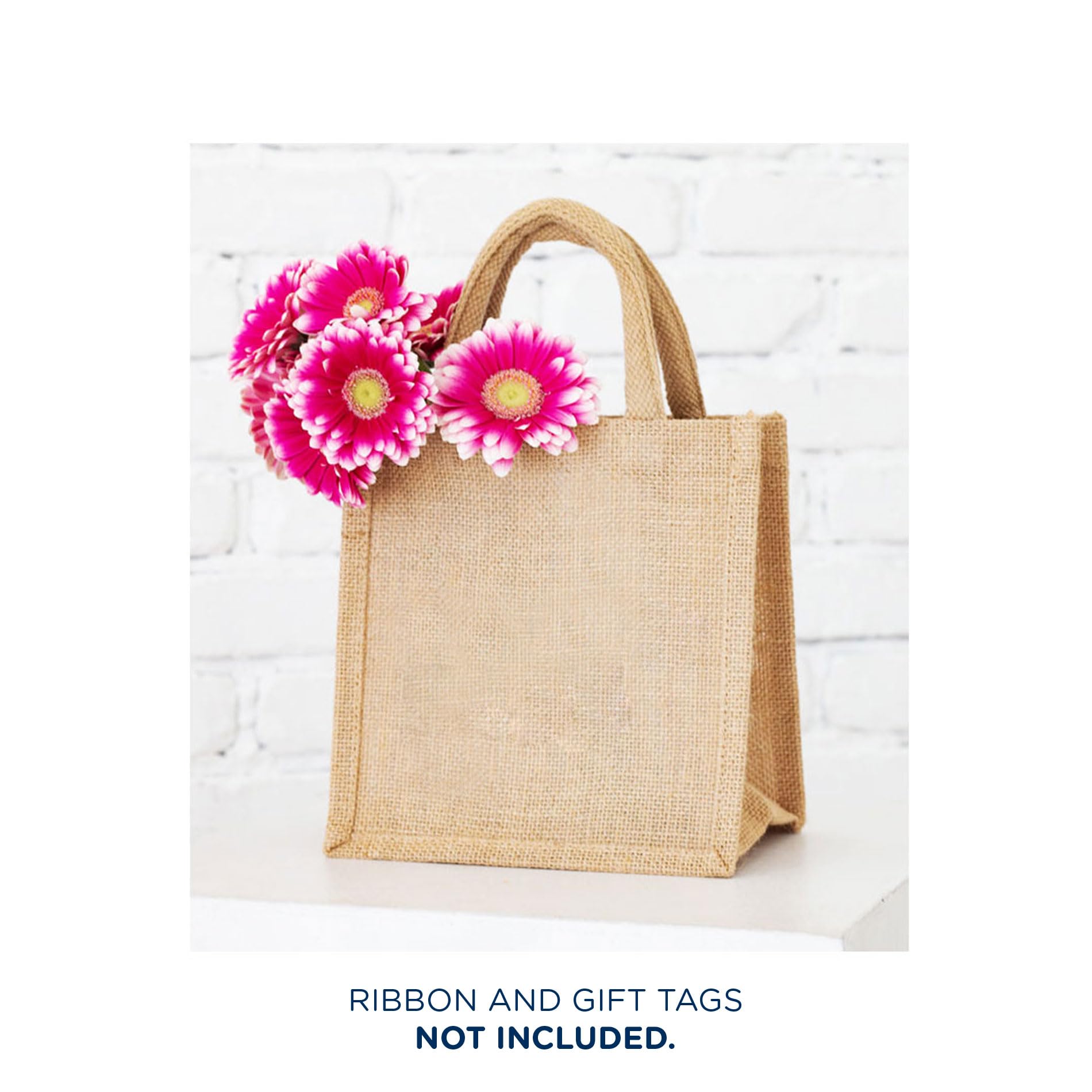 50 Small Jute Burlap Gift Bags with Handles - 8