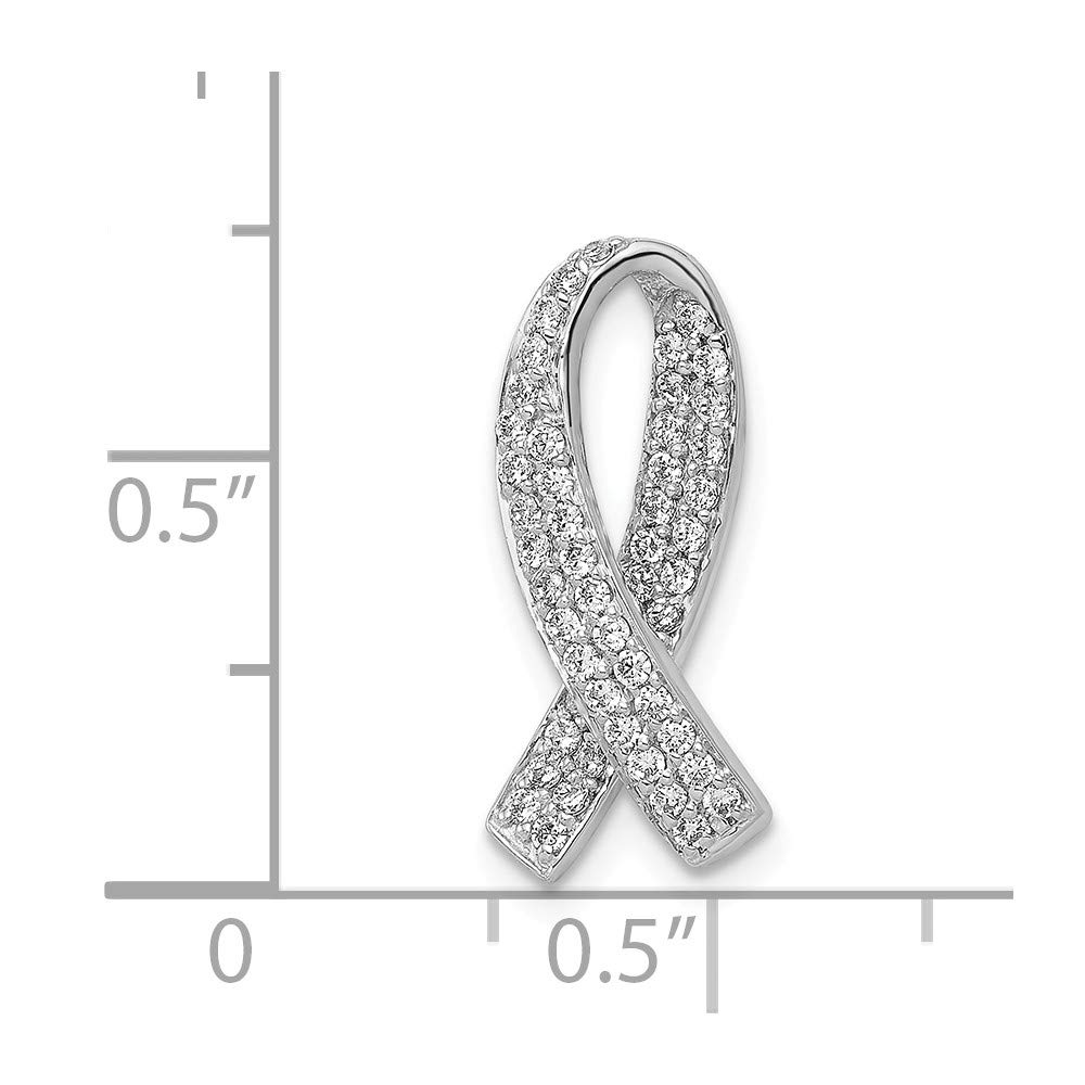 14K White Gold Breast Cancer Awareness Diamond Pendant Necklace - Elegant Slide Chain for Women, Gift for Survivors & Supporters, Perfect for Charity Events & Everyday Wear