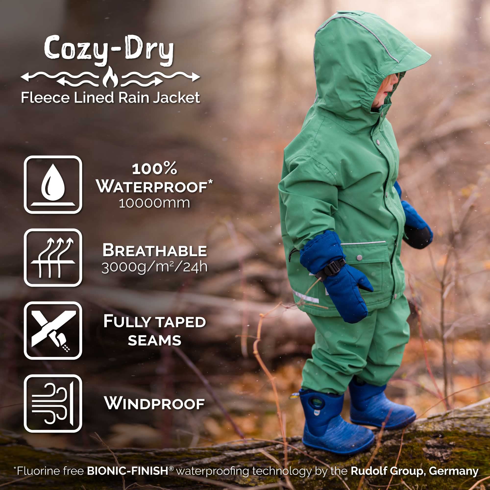 JAN & JUL Kids Waterproof Fleece Lined Rain Jacket - Warm Windproof Raincoat for Boys & Girls - Perfect for Outdoor Play, School & Rainy Day Adventures
