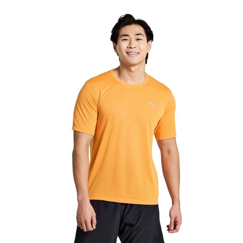 Men's Saucony Stopwatch Performance Running Short Sleeve Shirt - Lightweight Moisture-Wicking Athletic Top for Jogging, Gym & Outdoor Workouts