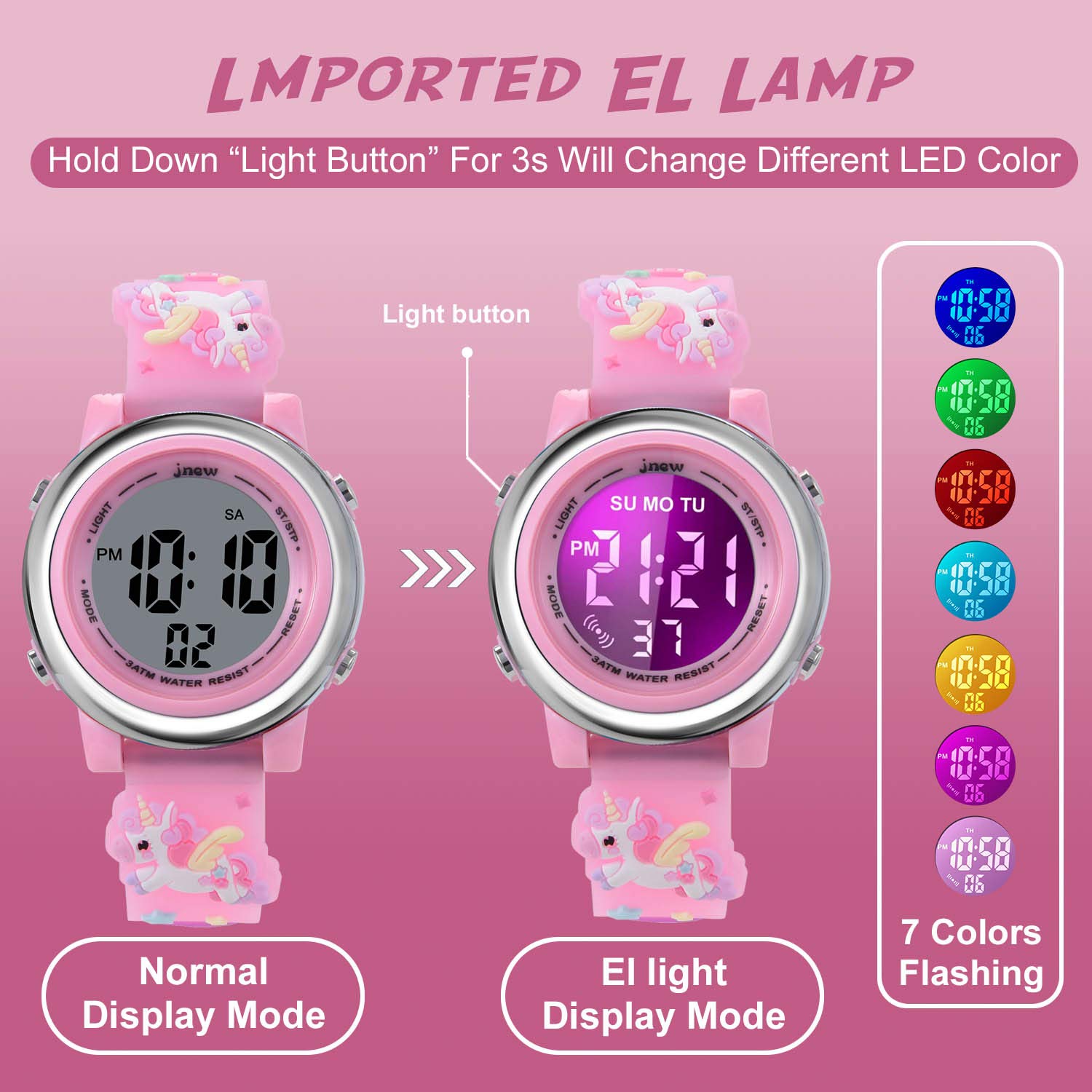 Cofuo Kids Digital Watch 3-12, 3D Cartoon Waterproof LED Watch with Alarm & Stopwatch for Outdoor Sports & Gifts
