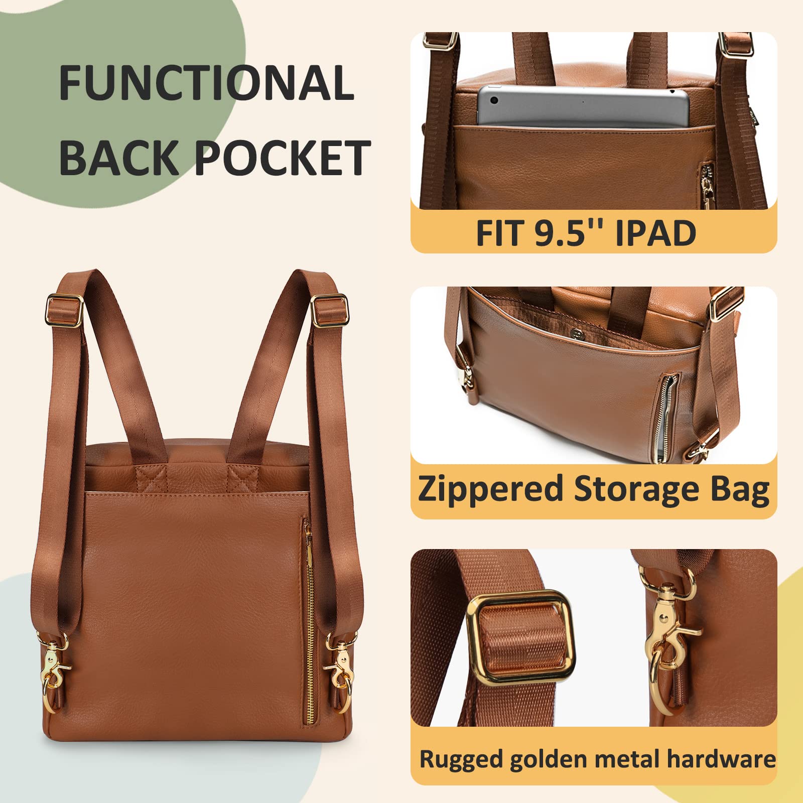 Premium Leather Diaper Bag Tote by Miss Fong - Stylish Baby Bag with Crossbody Strap for Moms | Perfect for Travel, Shopping & Daily Outings with Your Little One