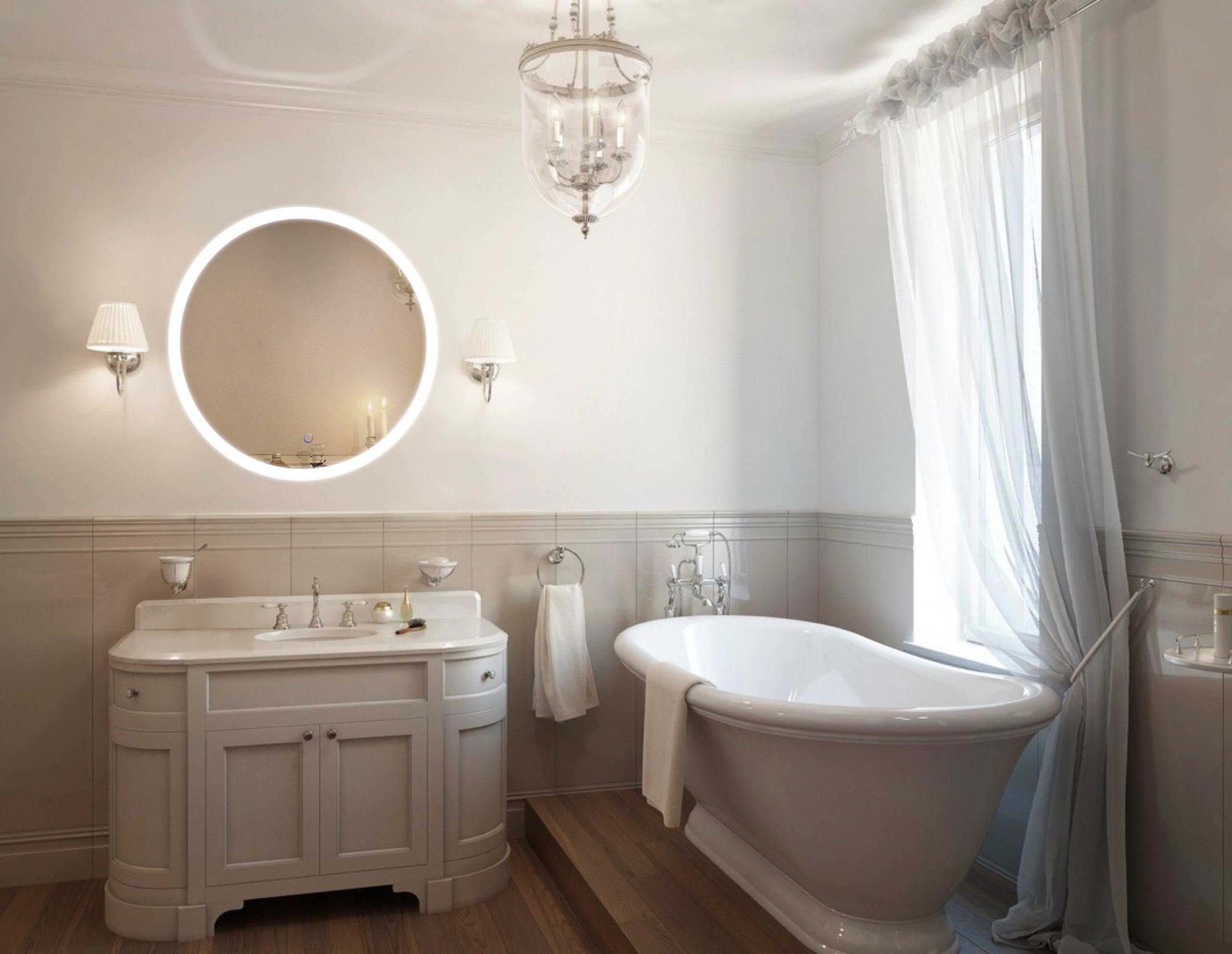 Krugg SOL 32 Inch LED Bathroom Mirror with Touch Control - Vanity Makeup Mirror with Adjustable Brightness for Home, Salon, and Dressing Room