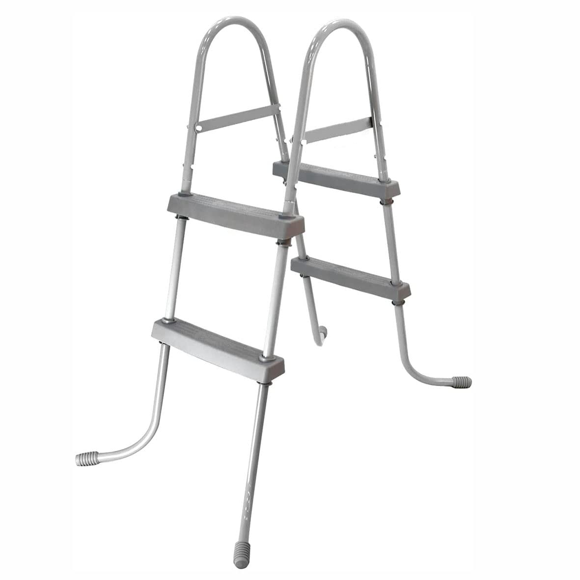 33Inch Above Ground Swimming Pool Ladder - 2 Step A-Style Metal Frame with Non-Slip Plastic Steps, Gray | Heavy Duty Steel Construction for Safety | Perfect for Inground & Above Ground Pools, Backyard, Vacation Homes