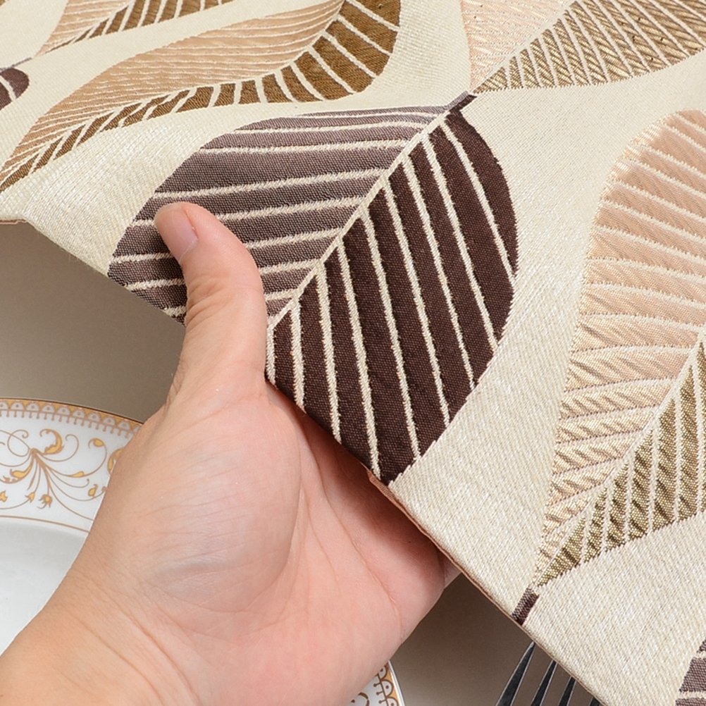 Elegant Jacquard Table Runner 13x48 Inches - Short Leaf Pattern Polyester Tablecloth for Dining Table, Coffee Table, and Home Decor - Perfect for Thanksgiving, Christmas, and Wedding Decorations