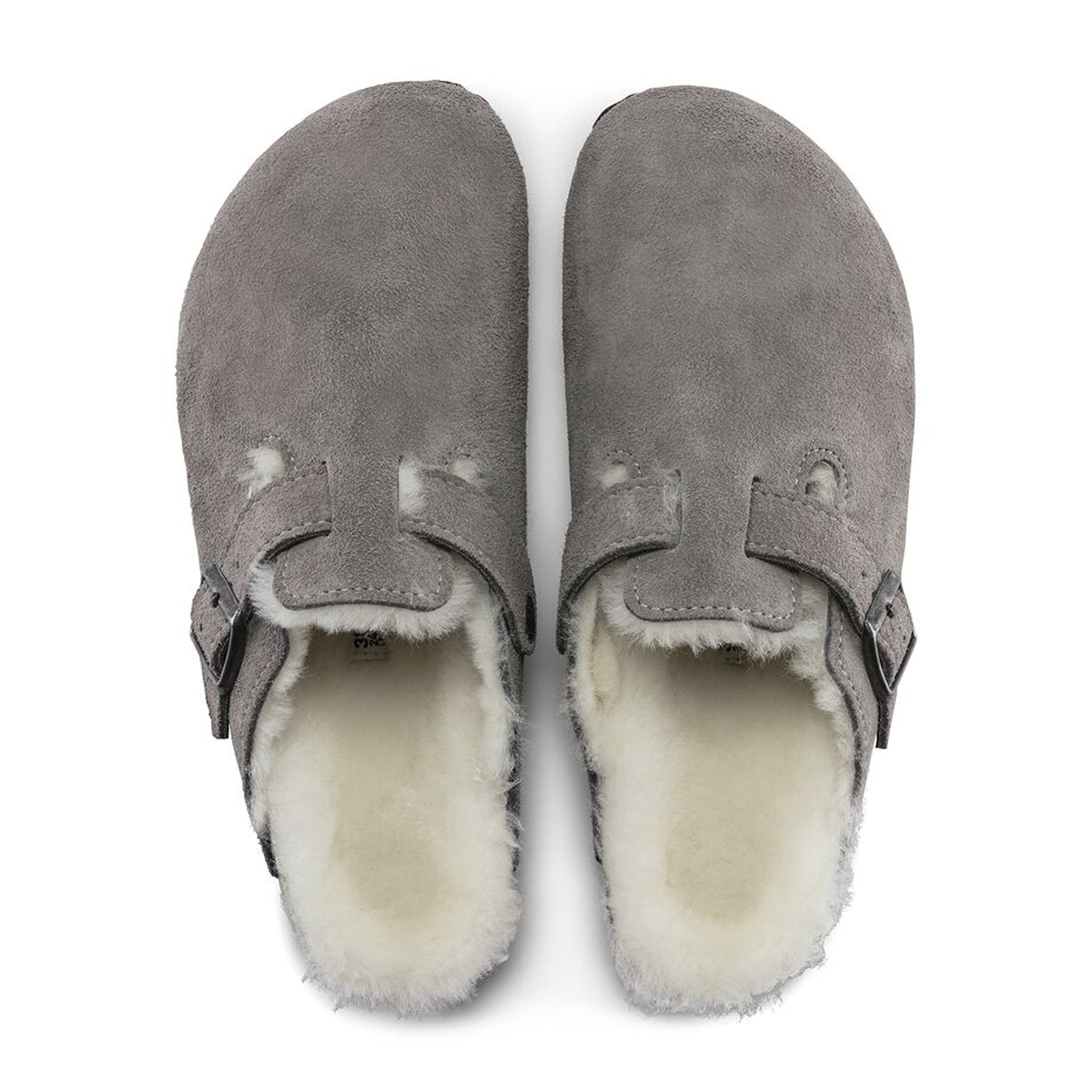 Birkenstock Boston Narrow Clog for Women - Stone Coin Suede with Natural Shearling Lining | Comfortable House Slippers for Indoor & Outdoor Wear