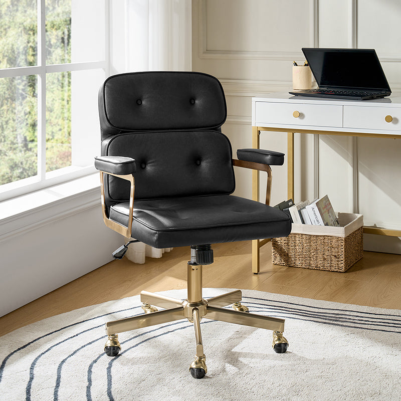 Denise Upholstered Swivel Office Chair - Ergonomic Executive Desk Chair with Adjustable Height & Lumbar Support - Perfect for Home Office, Gaming & Conference Rooms