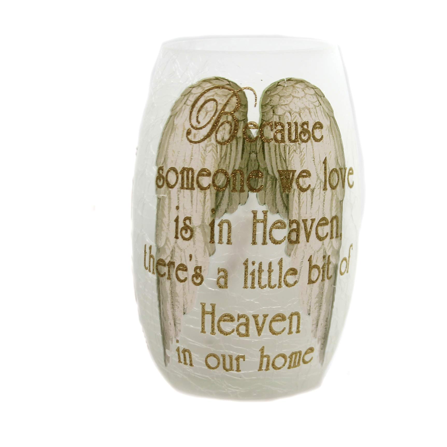 Stony Creek Bereavement Pre-Lit Glass Vase - 5.25 Inch Gold Sympathy Memorial Decor with LED Lights for Funeral, Memorial Service & Home Remembrance