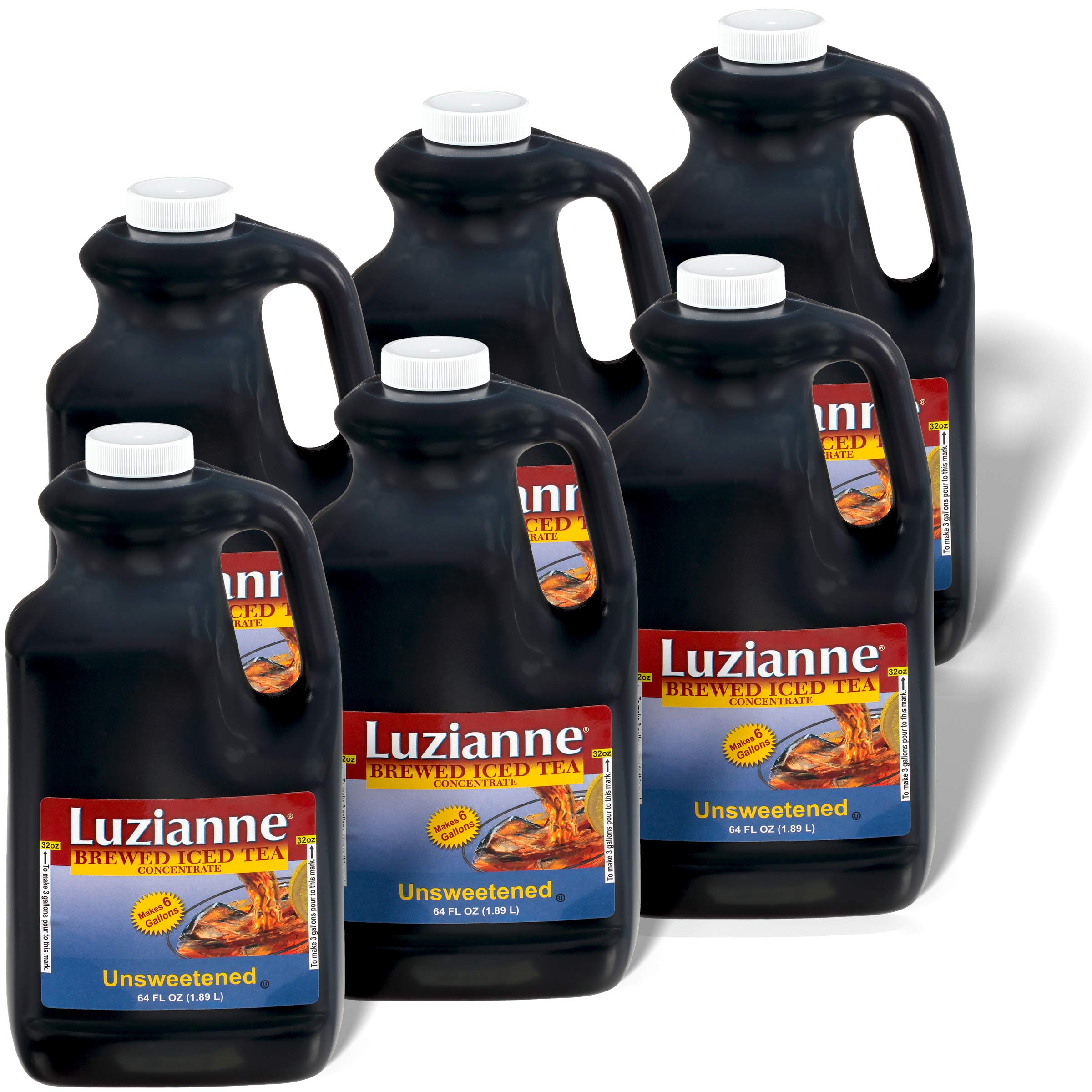 Luzianne Unsweetened Iced Tea Concentrate - 64 Fl Oz Bottle (Pack of 6) | Just Add Water for Refreshing Homemade Iced Tea | Perfect for Summer Parties, BBQs & Family Gatherings