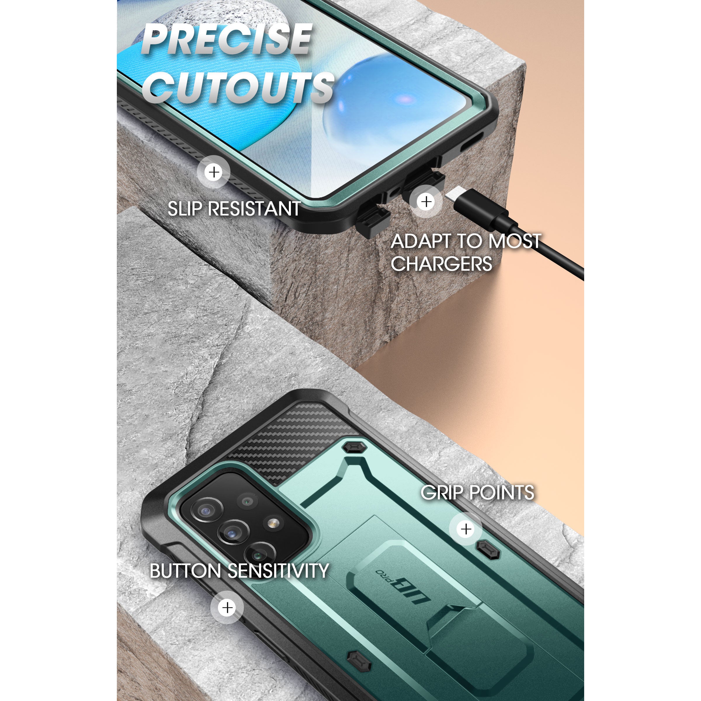 Samsung Galaxy A53 Unicorn Beetle PRO Rugged Holster Case with Belt Clip - Seafoam Green | Shockproof & Drop Protection | Perfect for Outdoor, Construction & Active Lifestyle