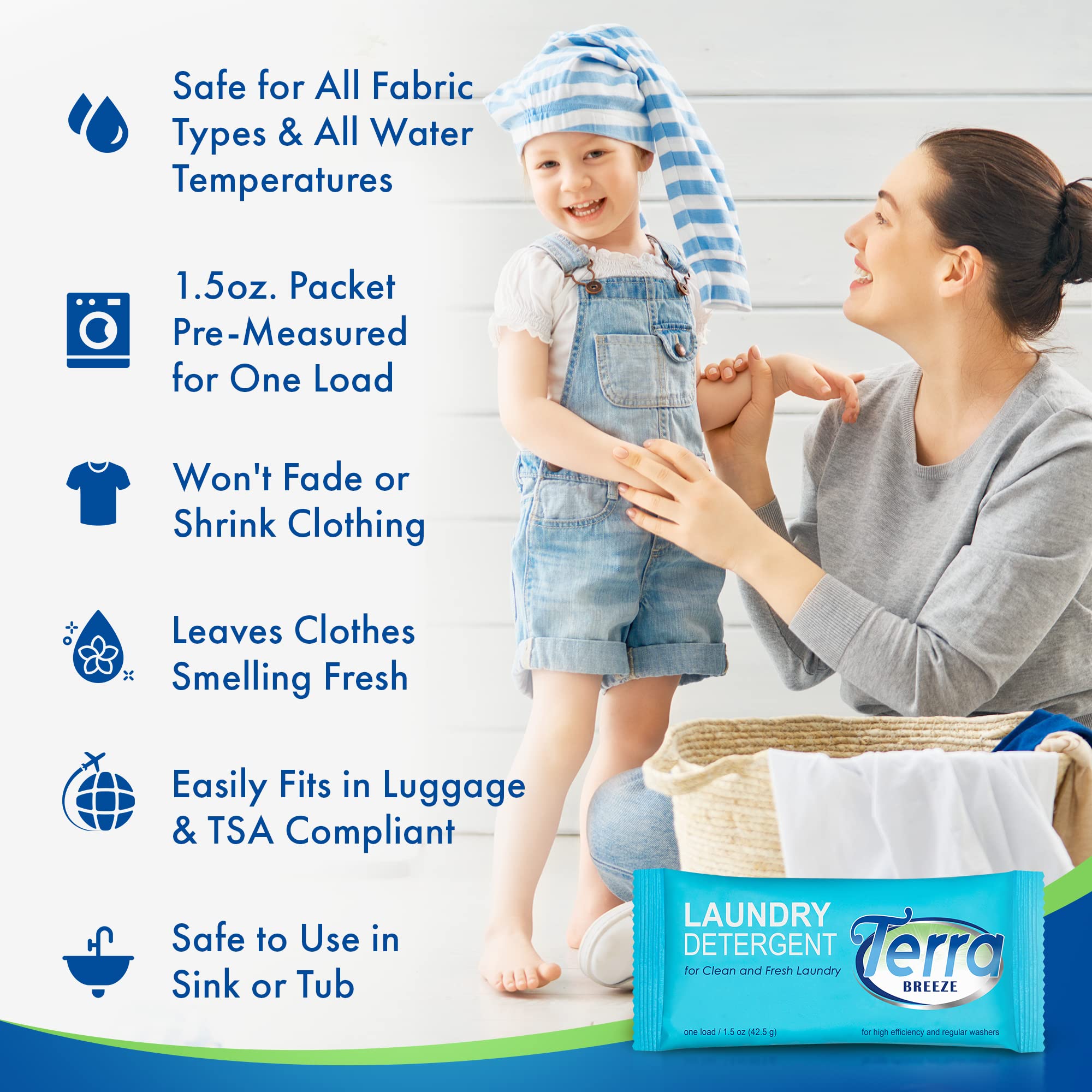 Eco-Friendly Laundry Detergent Powder - 1.5 oz Travel Size Packets (Case of 150) | Perfect for Travel, Camping & Emergency Kits