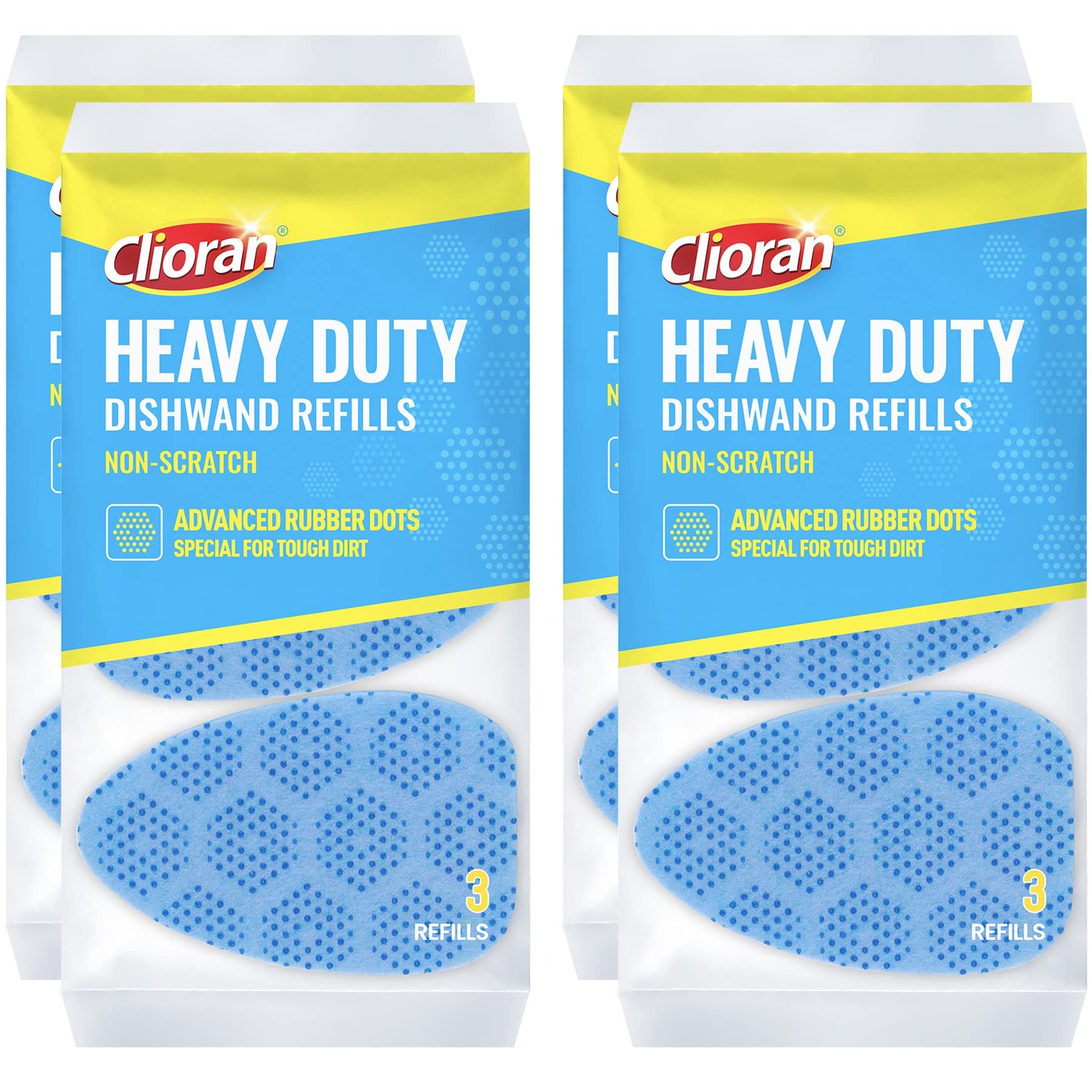 Scrub Dots Dishwand Refill Sponge Heads - 6 Pack Non-Scratch Dish Brush Replacement Heads with Soap Dispenser | Heavy Duty Dishwashing Pads for Kitchen Sink Cleaning | Perfect for Pots, Pans & Hard-to-Clean Dishes