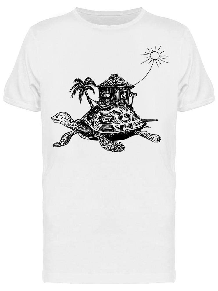 Fantasy Turtle With House Graphic T-Shirt for Men - Casual Streetwear & Lounge Comfort