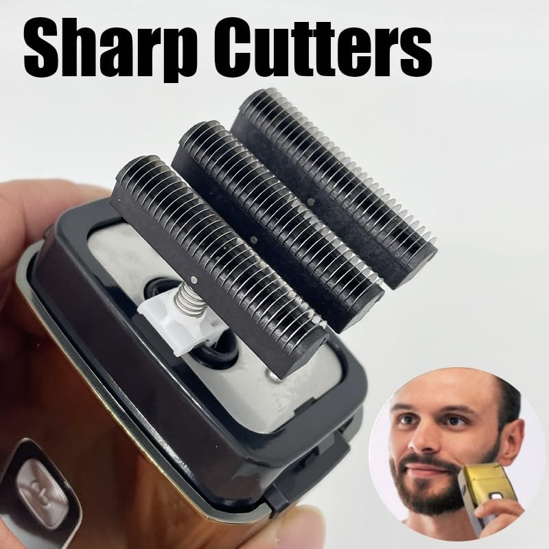 Premium Rechargeable Electric Razor for Men - 3-Blade Wet/Dry Shaver with Powerful Motor for Beard & Head Shaving - Golden Box (Ideal for Travel, Gym & Daily Grooming)