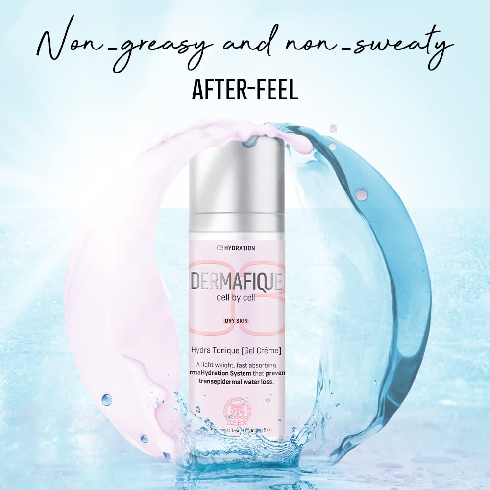 Dermafique Hydratonique Gel Creme with Shea Butter – 30g | Ultra Light Gel Face Moisturizer with Glycerin & Vitamin E | Non-Sticky Matte Finish Hydrating Cream for Normal to Dry Skin | Day & Night Facial Hydration for Glowing Skin