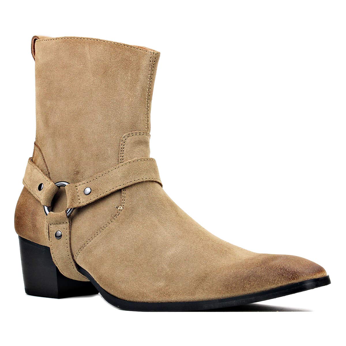 COWSDELLA Men's Dress Boots with Heels - Casual Chelsea Combat Ankle Chukka Boots with Zipper in Black (JY002) | Perfect for Office, Night Out & Daily Wear