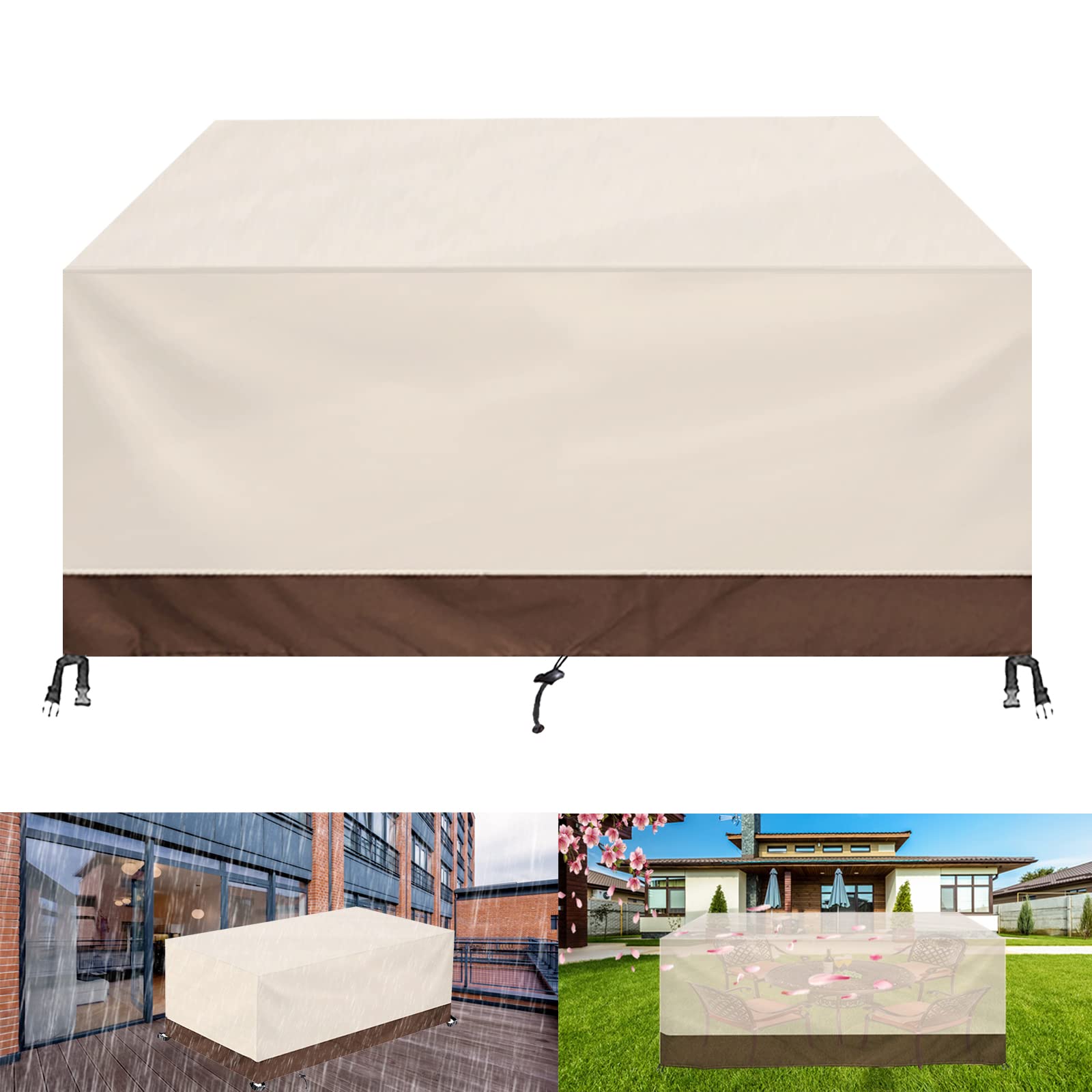 FSMYYXGS Waterproof 420D Oxford Rectangular Garden Furniture Cover - Outdoor Table Protector for Dining Set, Chairs, Sofa | Durable & Weatherproof for Patio, Deck, Backyard Use