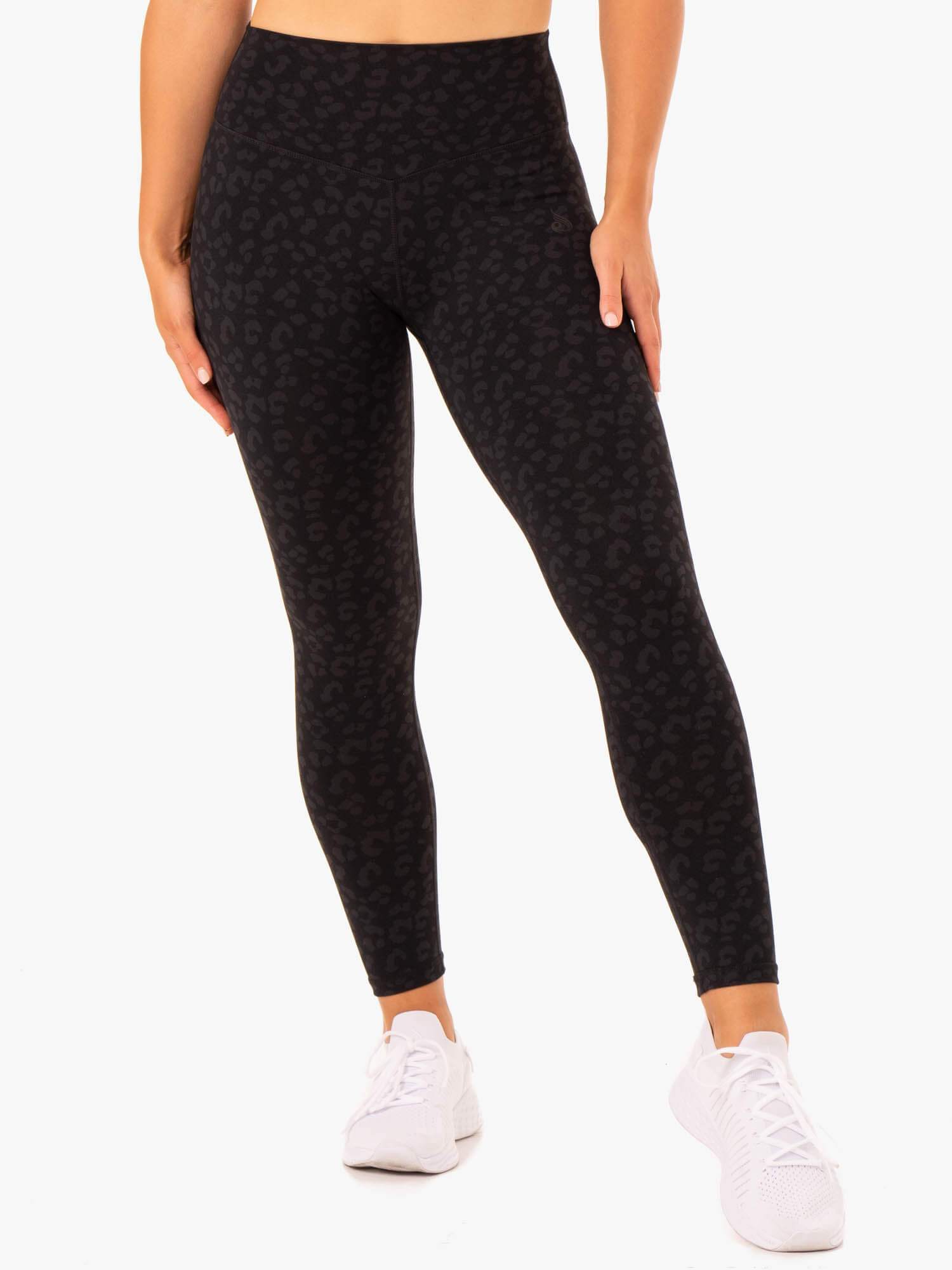 Hybrid Full Length Leggings - Black Leopard Print Yoga Pants for Women | High Waisted Workout Leggings for Running, Gym & Lounge