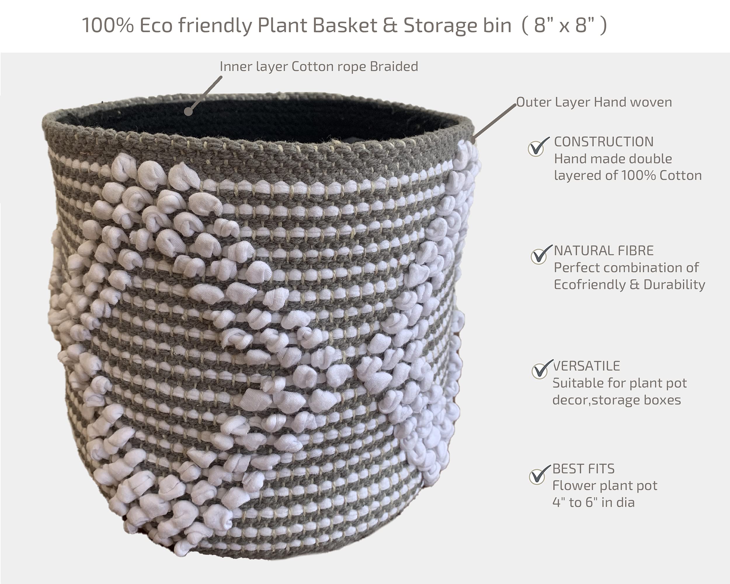 Boho Hand Woven Plant Basket - 8