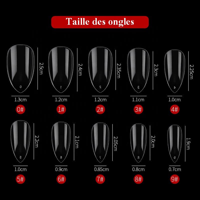 500 Pcs Almond False Nails - PMMA Press on Nails with Clear Full Coverage Capsules for DIY Nail Art, 10 Sizes - Perfect for Parties, Weddings & Everyday Wear