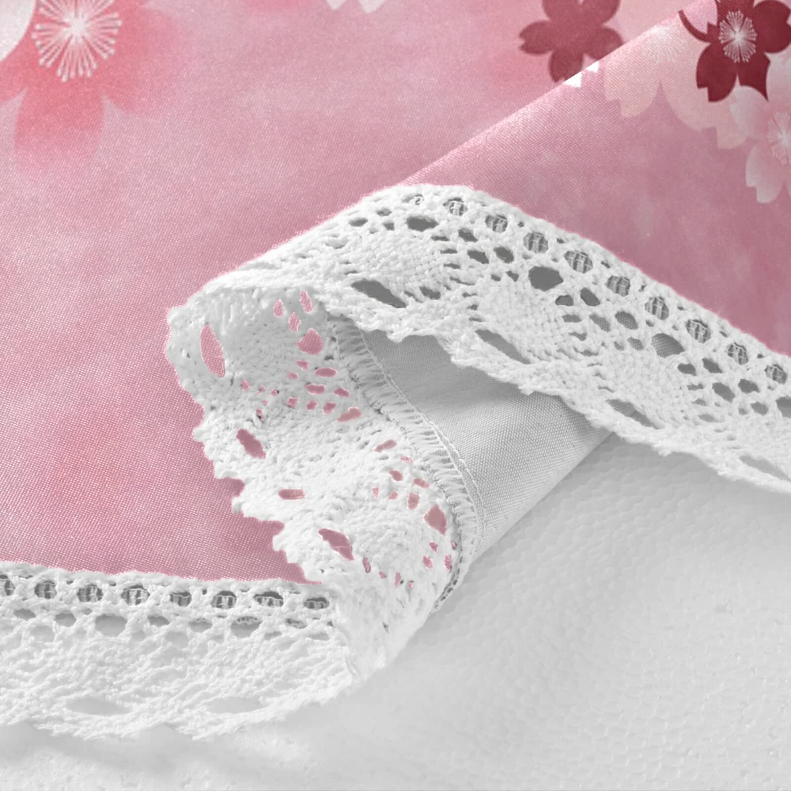 ALAZA 60 Inch Round Pink Cherry Blossom Floral Tablecloth - Washable Polyester Lace Table Cover for Kitchen, Dining, Party & Picnic Decor | Perfect for Spring Celebrations & Outdoor Gatherings