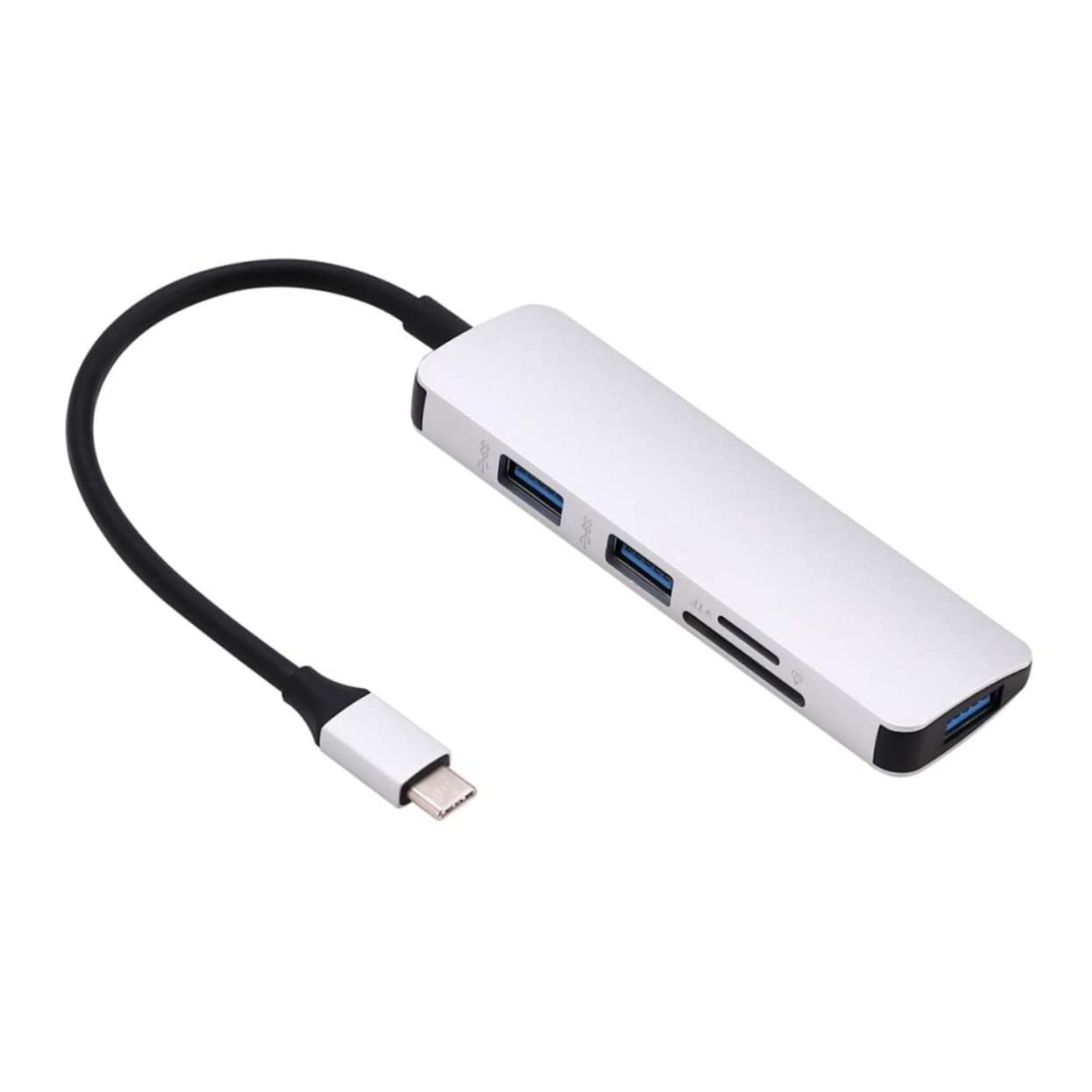 HOMSFOU 5-in-1 USB 3.0 Ethernet Adapter Hub with Type-C & USB-A Ports, SD Card Reader - Multi-Function Laptop Connector for Fast Data Transfer, Wired Networking - Perfect for Home Office, Gaming & Remote Work