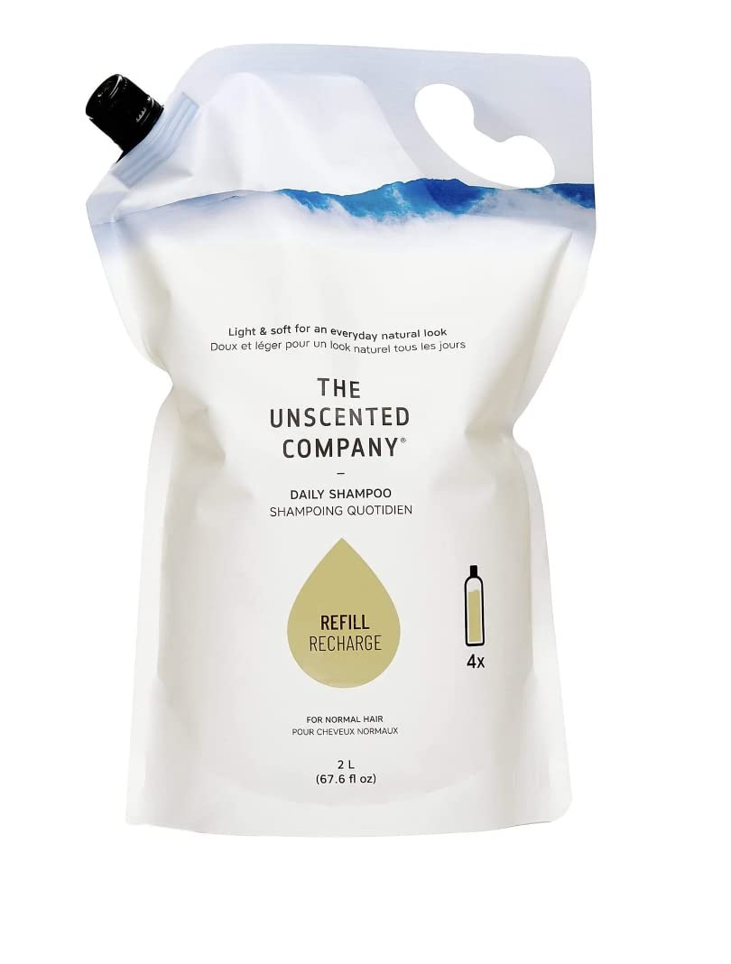 **The Unscented Company Fragrance-Free Shampoo Refill Pouch – 67.6 Fl Oz (2L) – Eco-Friendly, Hypoallergenic for Sensitive Skin – Perfect for Home, Travel & Zero-Waste Lifestyle**