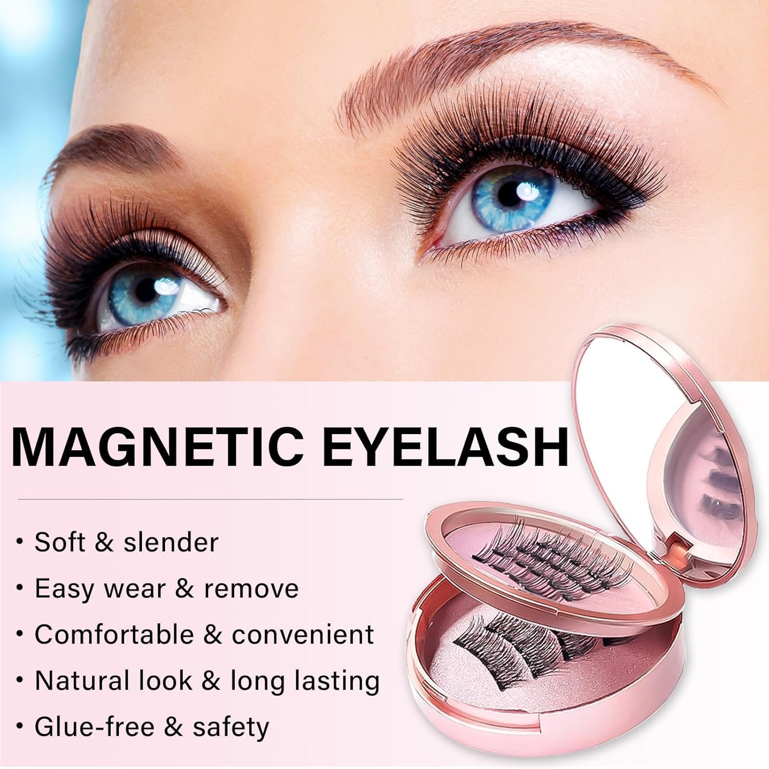**Magnetic Eyelashes - Reusable False Lashes for Natural Look, Lightweight & Glue-Free Fake Lashes with Magnets - Perfect for Daily Wear, Parties & Special Occasions**