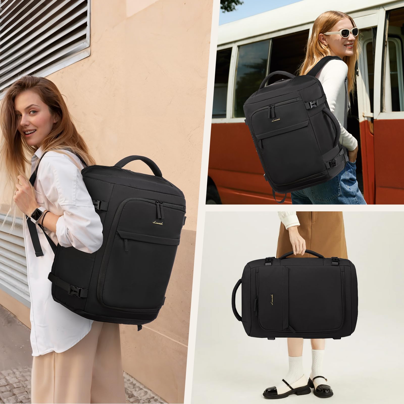 LOVEVOOK 17.3 Inch Women's Travel Backpack - Water Resistant Laptop Backpack for Airplane Carry On, Lightweight Business Rucksack with USB Charging Port - Perfect for Business Trips, College Students & Weekend Getaways