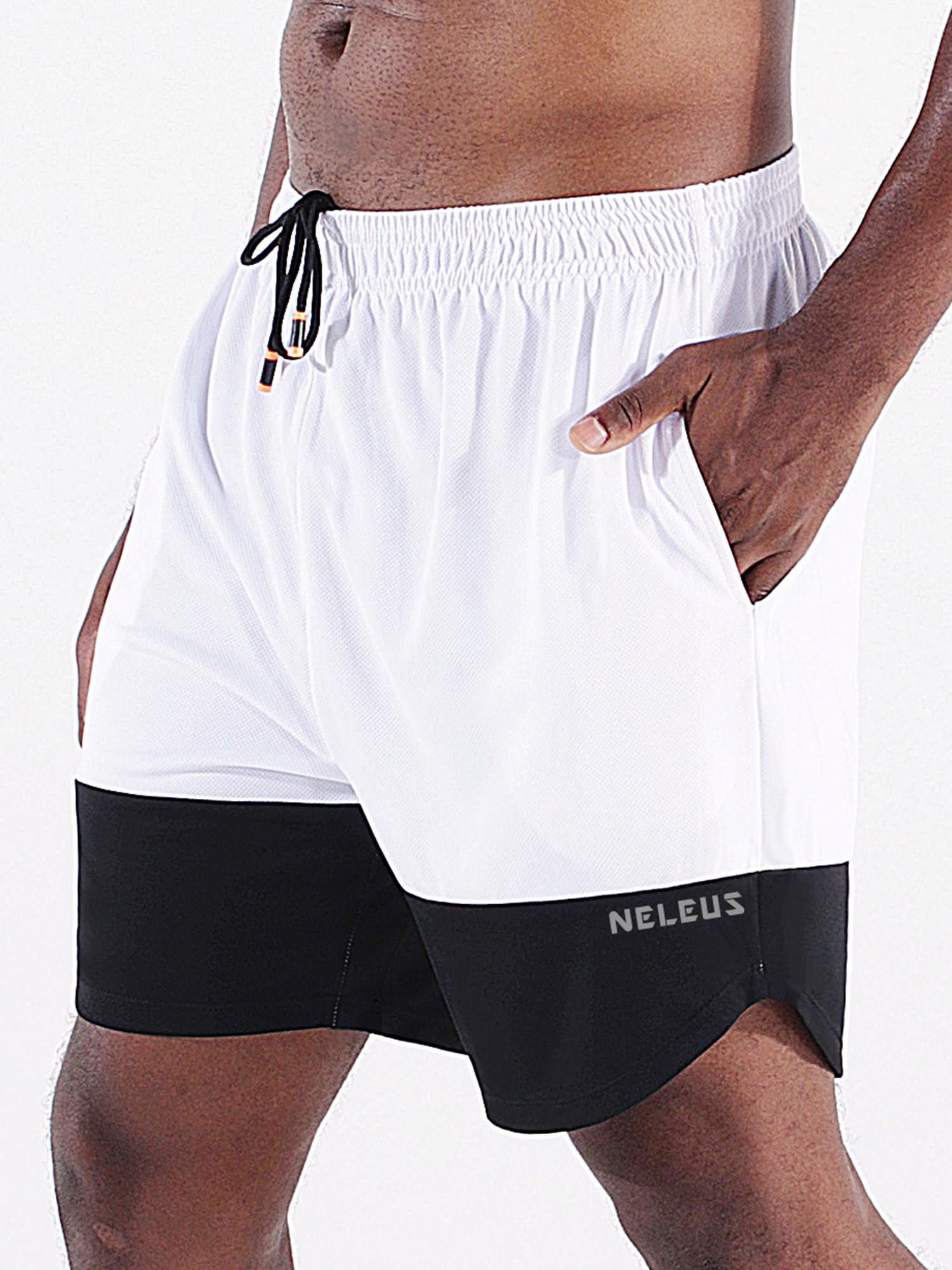 NELEUS Men's 2-in-1 Running Shorts with Built-in Liner - Quick Dry Athletic Workout Shorts with Pockets for Gym, Jogging & Outdoor Sports