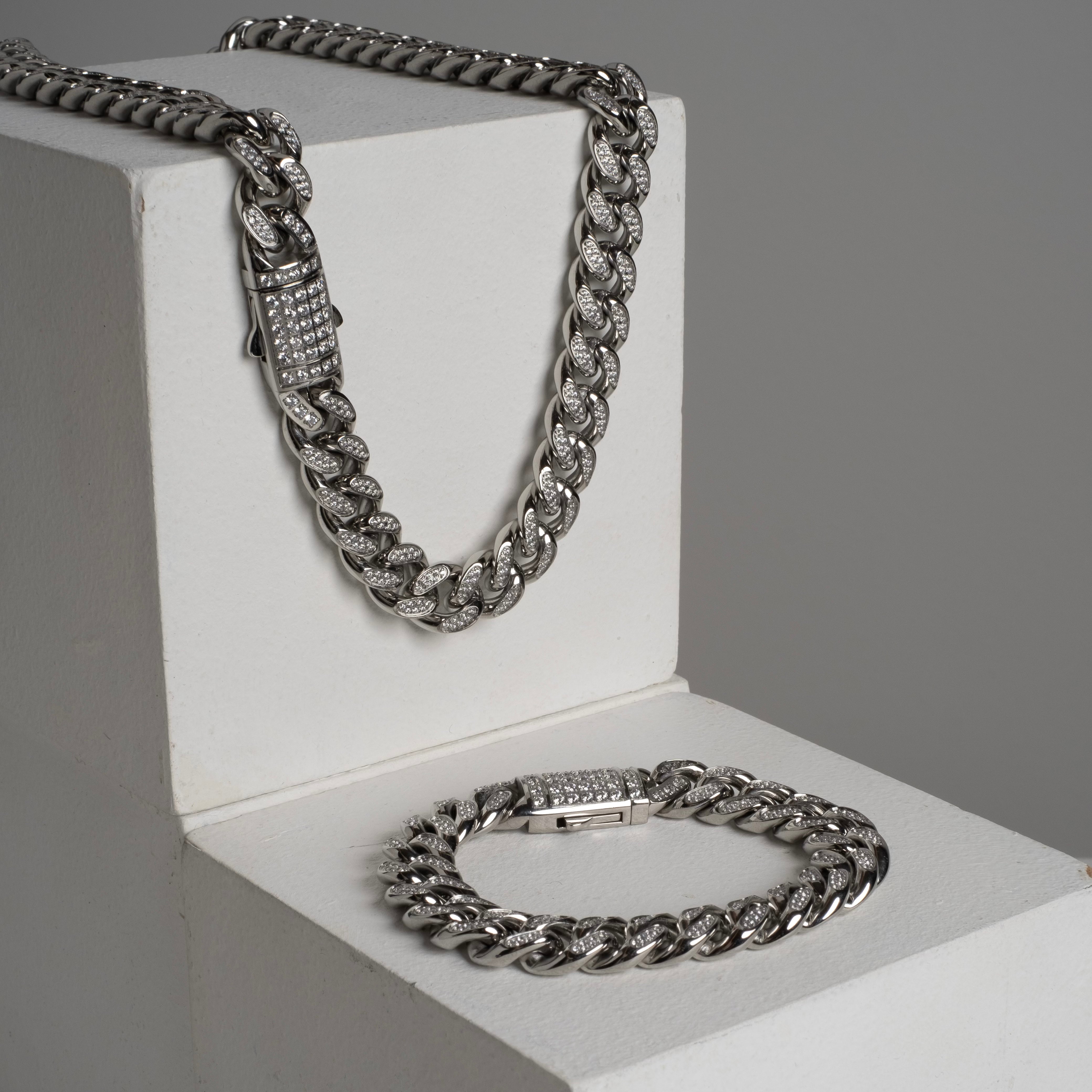 12mm Iced Pavé Cuban Link Bracelet for Men - Stainless Steel Hip Hop Jewelry - Perfect for Parties, Gifts & Everyday Wear