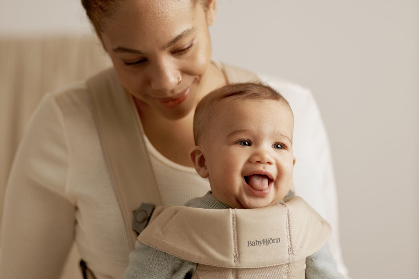 BabyBjorn Baby Carrier Mini - Soft Cotton Baby Carrier for Newborns to 12 Months | Hands-Free Infant Carrier for Errands, Walks & Travel | Adjustable & Breathable