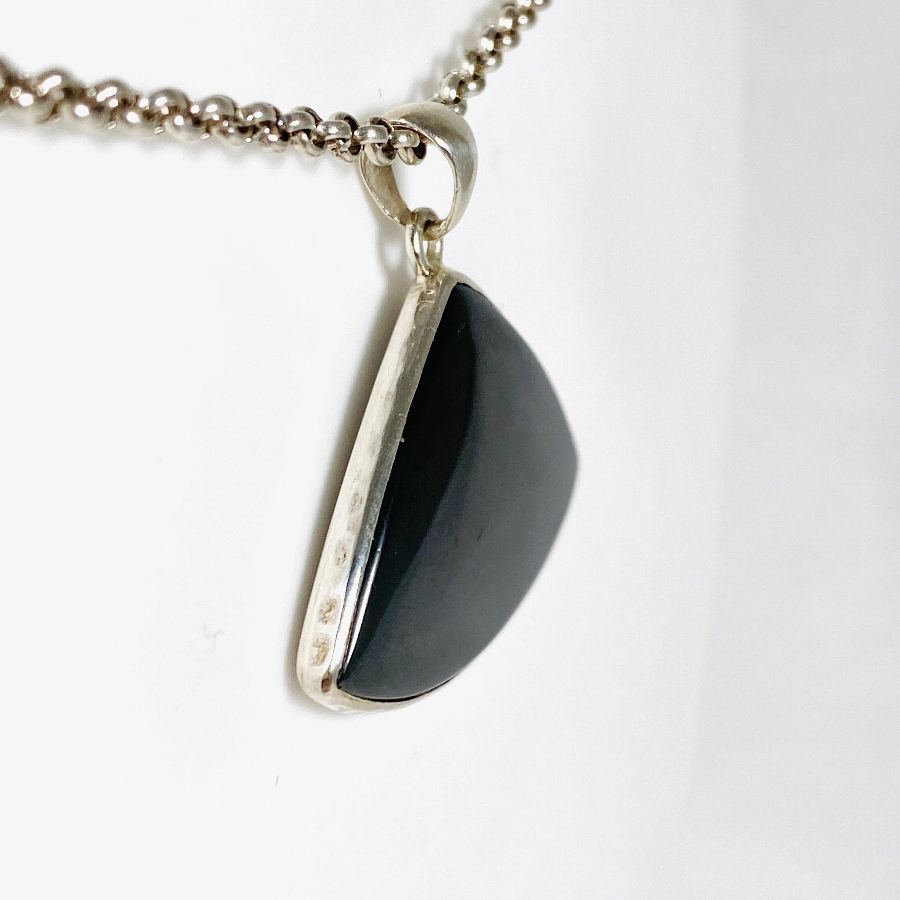 Natural Hematite Wide Teardrop Pendant Necklace KPGJ2996 - Elegant Healing Stone Jewelry for Meditation, Energy Balancing & Spiritual Protection