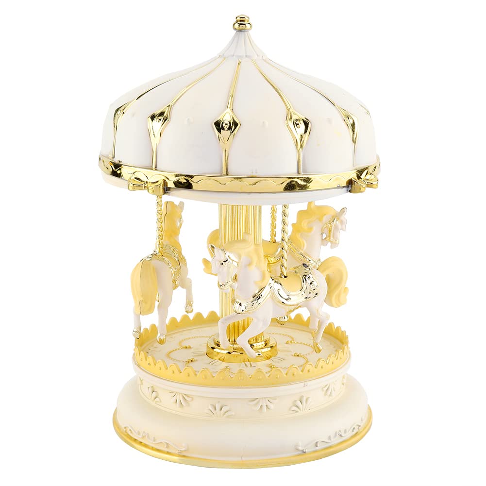 Adsire Dreamlike Carousel Music Box - Gold Musical Jewelry Box for Women & Girls | Perfect Birthday Gift, Anniversary Present, Wedding Souvenir | Bedroom Decor, Nursery Room Ornament, Romantic Gift Idea