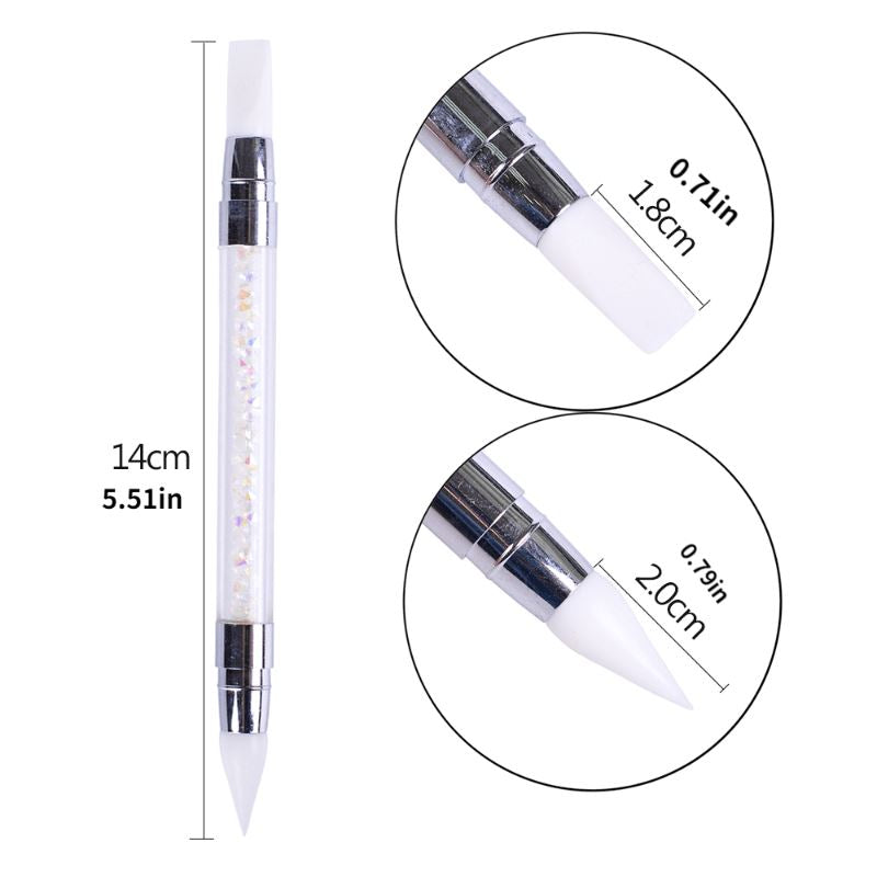 2 Way Silicone Nail Art Pen - Dual Tip Nail Design Tool for DIY Manicure & Nail Painting (White) | Perfect for Home Nail Art, Salon Professionals & Gift Giving