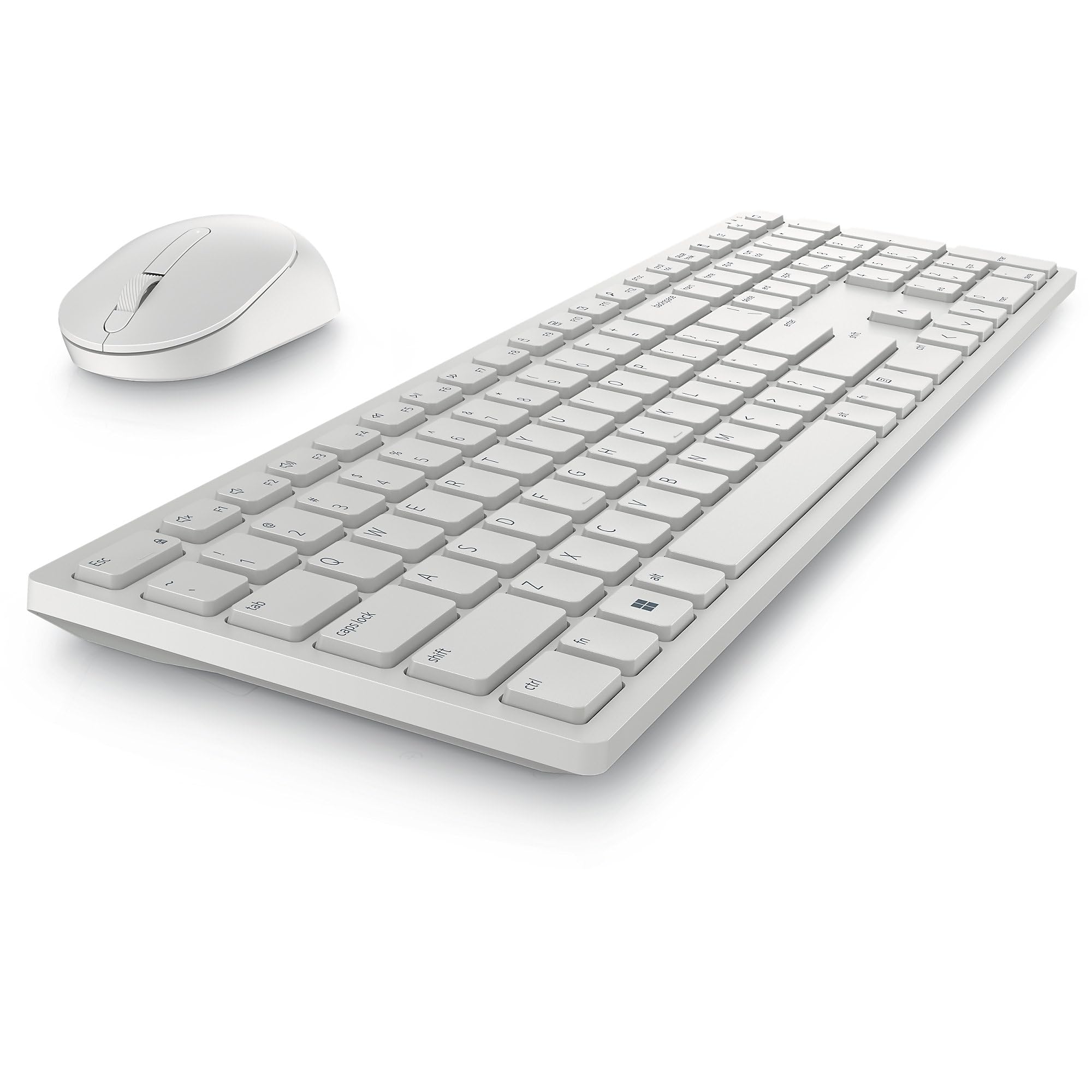 Dell KM5221W Wireless Keyboard and Mouse Combo - White | Ergonomic Design for Office & Home Use | Compatible with Windows & Mac
